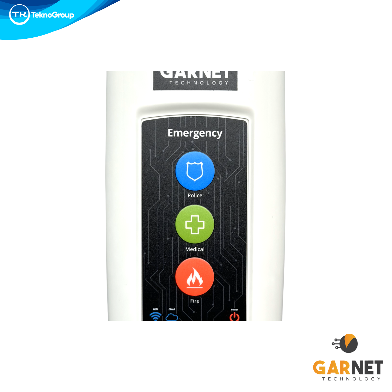 Panel de Emergencia WiFi y RF Garnet con Reporte a Monitoreo - Botón de Pánico, Receptor para 64 Controles y Botones de Vida, Fuente y Cable