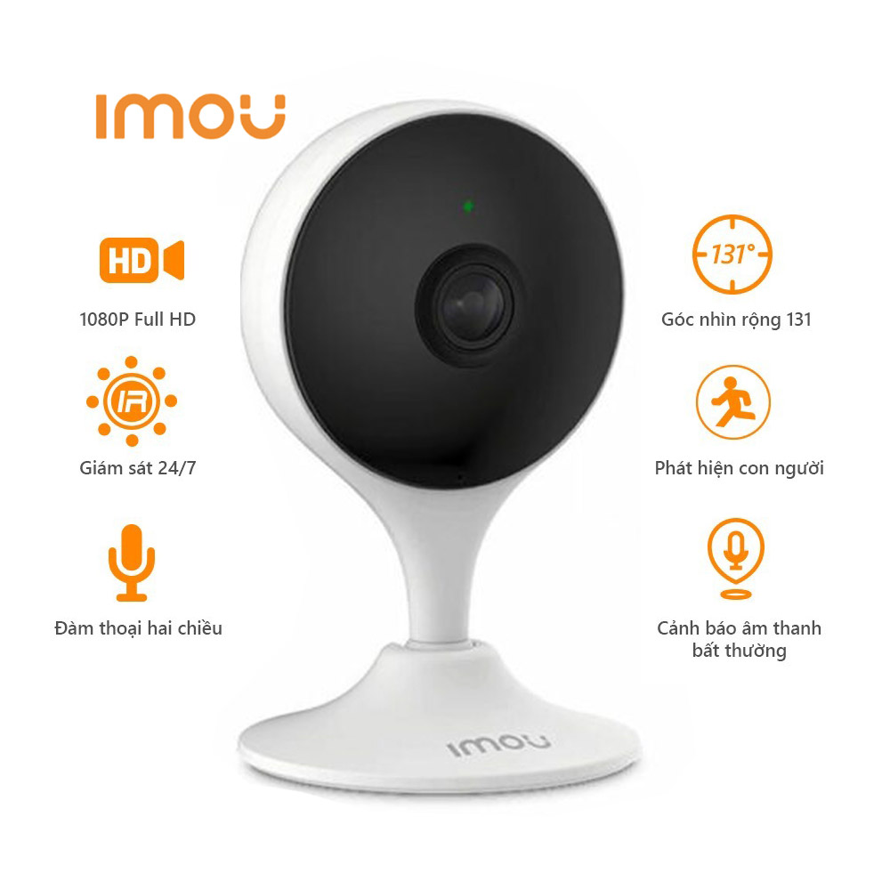 CUE 2 | CAMARA GOTA IP WIFI INTERIOR | 2MP | DETECCION HUMANA | H.265 | IR 10M | AUDIO 2 VIAS | LENTE 2.8MM | DETECCION DE RUIDOS POR DECIBELES (EJ: LLANTO DE BEBE) | MICRO SD HASTA 256GB | FUENTE 5V INCLUIDA | C22EP-A | IMOU 2