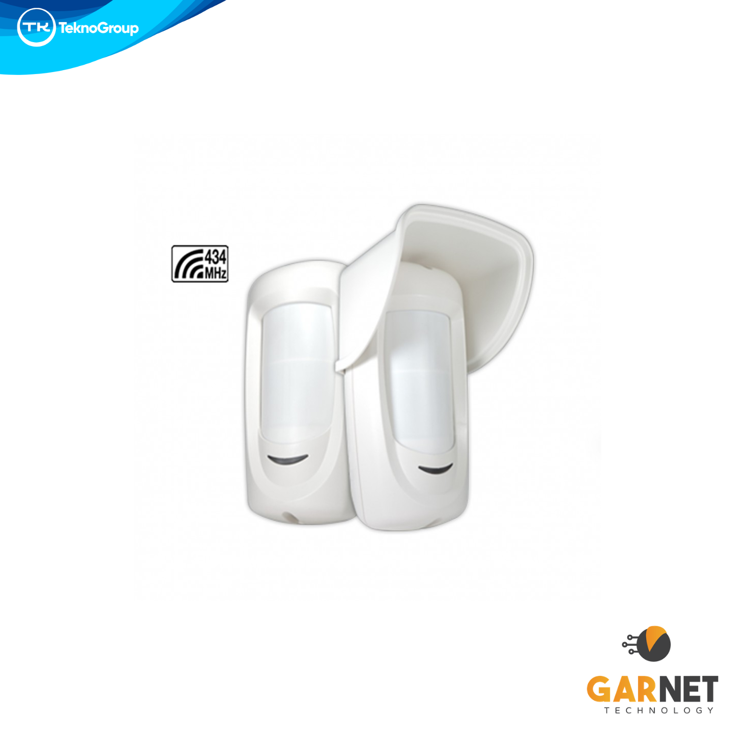Detector Infrarrojo Exterior Inalámbrico Garnet - Compatible con Teclados y Paneles RF, 3 Lentes (Pet 40kg, Cortina H y V), 2 Baterías CR123A