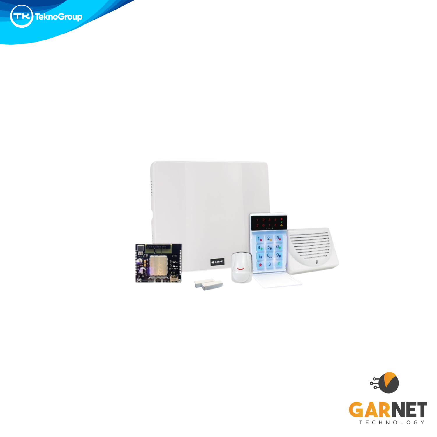 Kit de Alarma Celular 4G Garnet - Central PC-900 32 Zonas, Módulo 4G LTE, Teclado LED, Sensor PIR Pet 18kg, Magnético, Sirena y Transformador