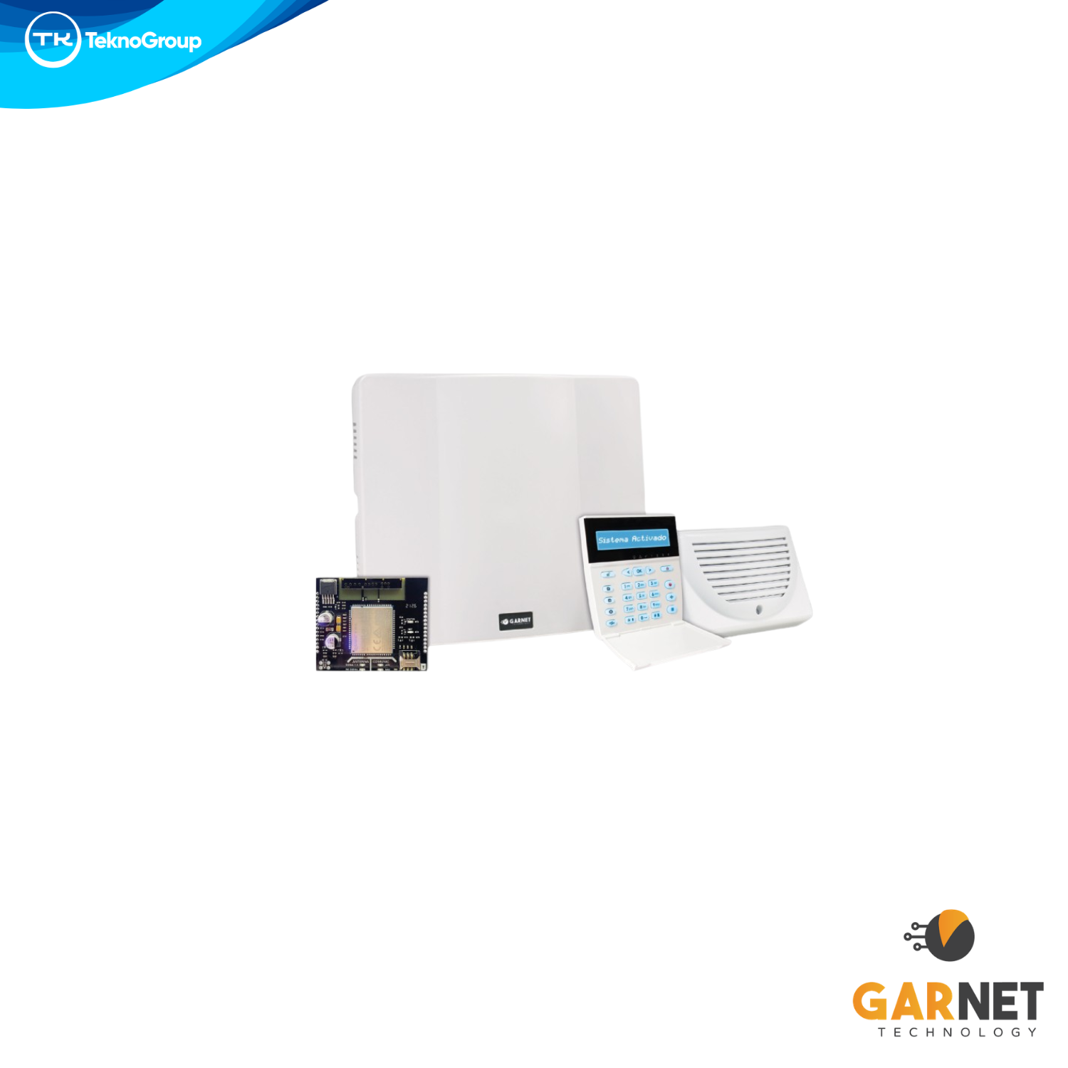 Kit de Alarma Celular 4G e Inalámbrico Garnet - Central PC-900 32 Zonas, Teclado LCD Receptor RF, Módulo 4G, Sensor PIR Pet, Magnético y Sirena