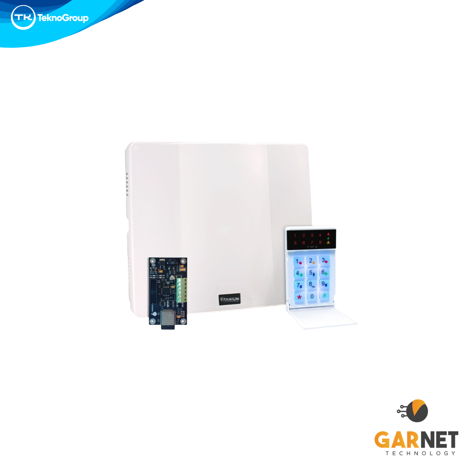 Kit de Alarma WiFi Garnet - Central PC-732G 32 Zonas, Comunicador IP WiFi para App Celular, Teclado LED, Gabinete Plástico y Transformador