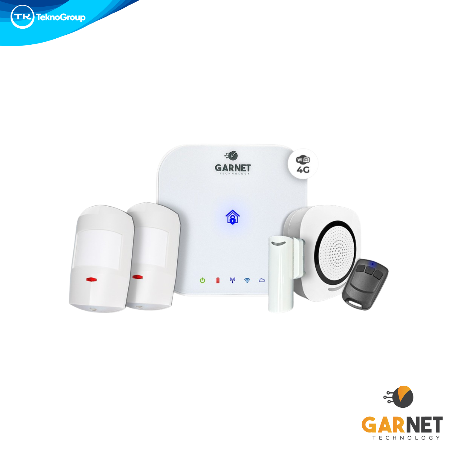 Kit de Alarma Inalámbrico Garnet Innova Safe Dual WiFi y 4G - Central Todo en Uno, Sirena RF, 2 Sensores PIR Pet, Magnético y Control Remoto