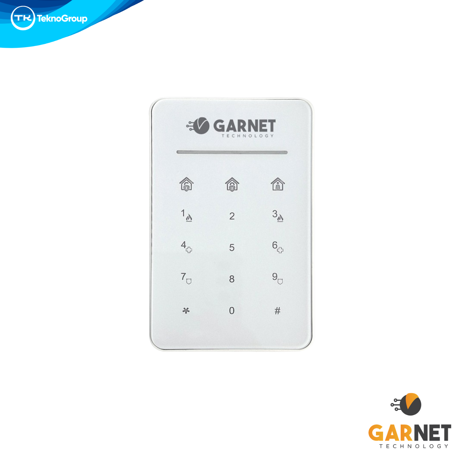 Teclado Inalámbrico Bidireccional Garnet para Línea Innova - Batería de Litio Recargable, Teclas de Emergencia y Tamper Antisabotaje