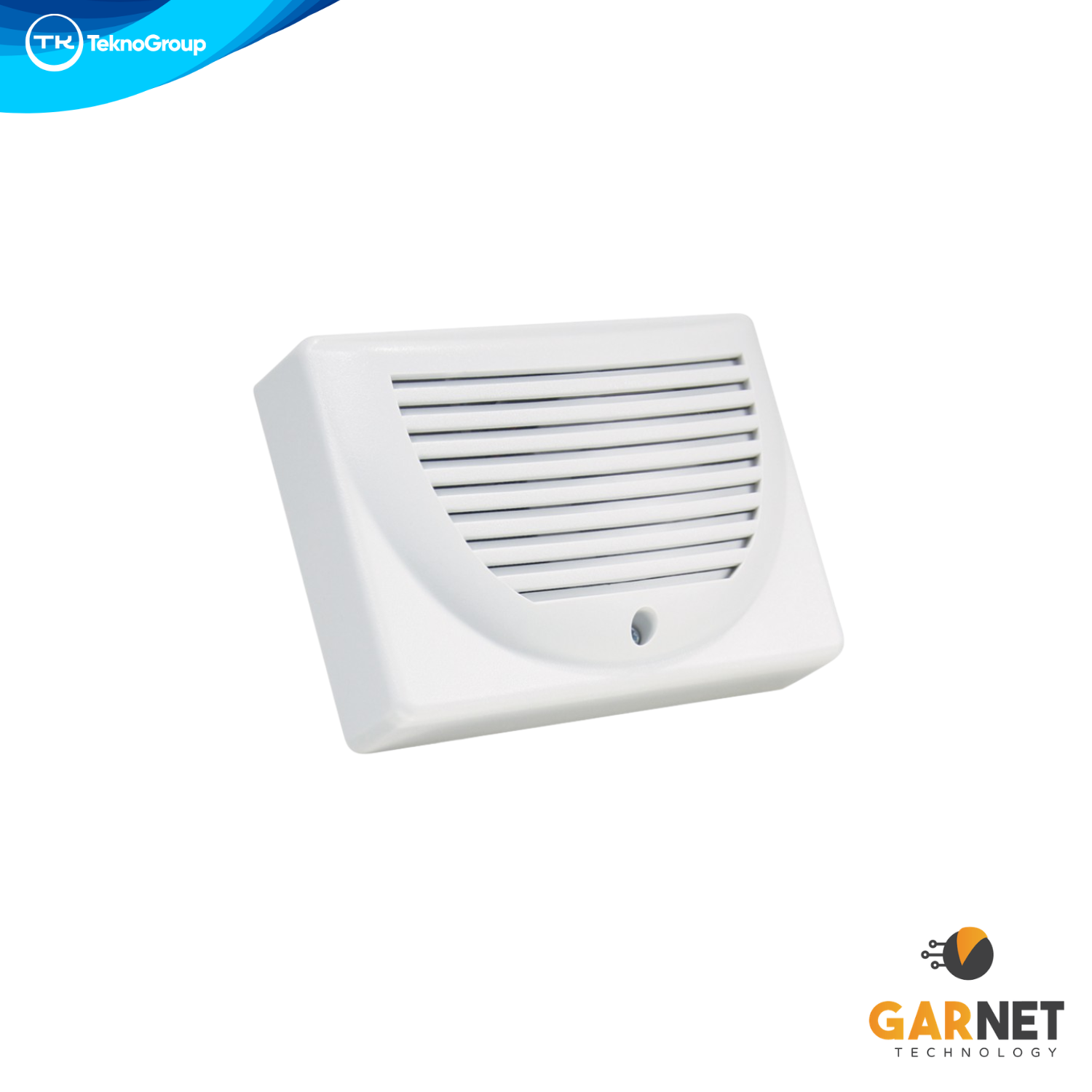 Sirena de Interior Piezoeléctrica Garnet con Prealarma - 110 dB de Potencia, Doble Tono Diferenciado, Tamper Antisabotaje y Bajo Consumo