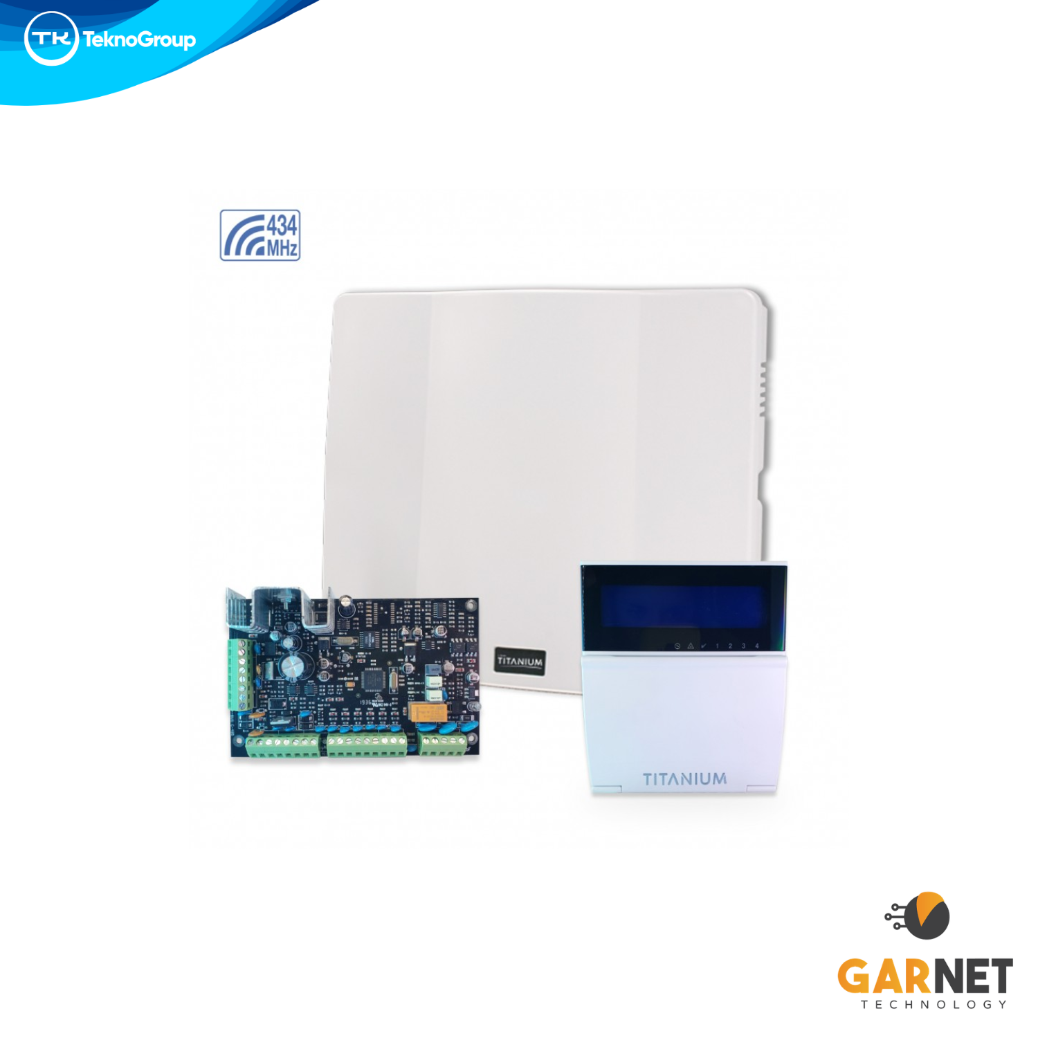 Central de Alarma Híbrida Garnet 6 a 32 Zonas - 2 Particiones, Comunicador Telefónico, Teclado LCD con Receptor RF Integrado, Gabinete y Fuente