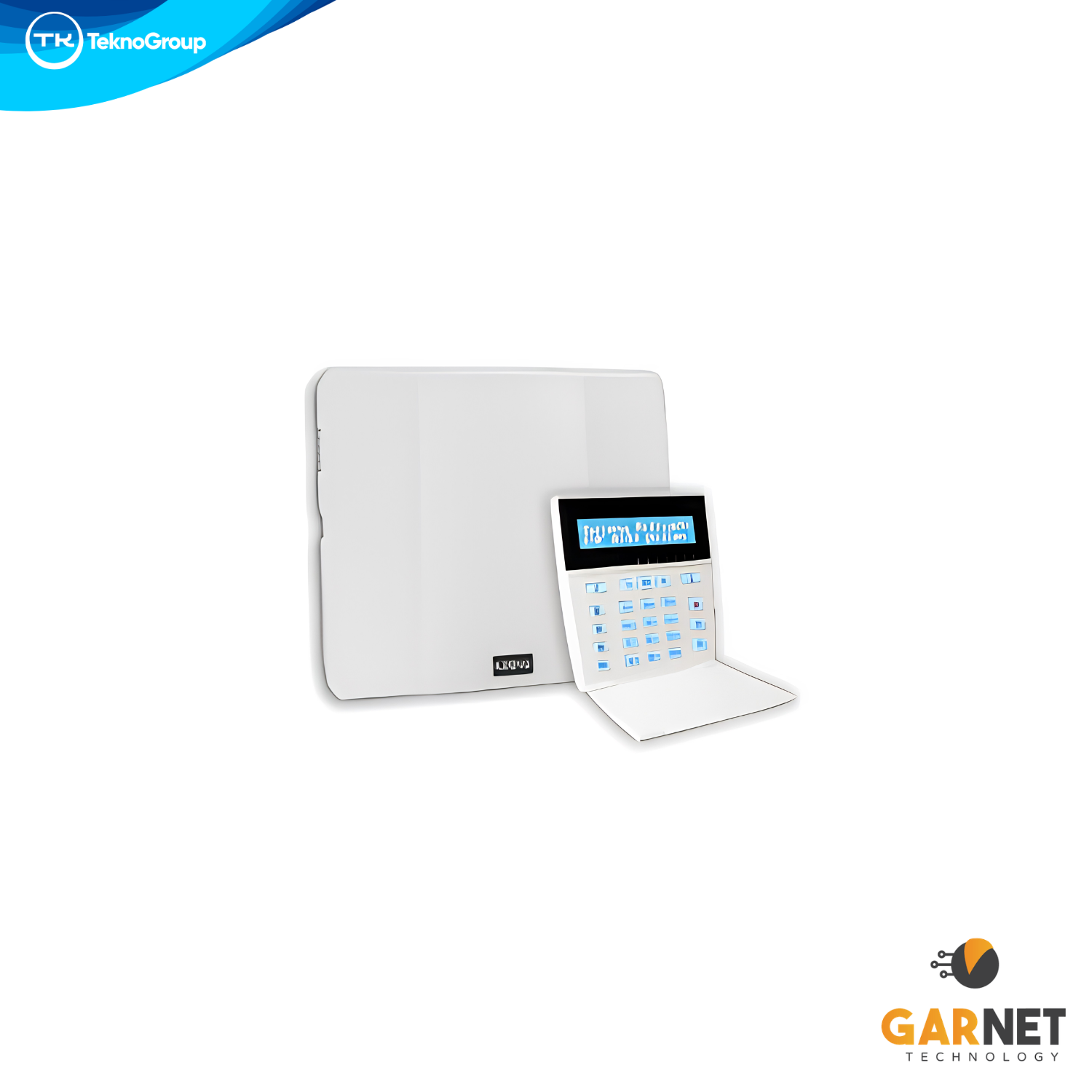 Central de Alarma Garnet 8 a 32 Zonas - 4 Particiones, Comunicador Telefónico, Teclado LCD, Gabinete, Transformador y Accesorios