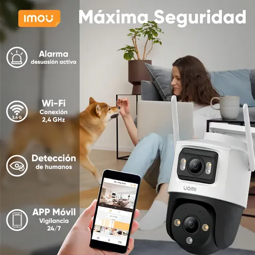 CRUISER DUAL | CAMARA DOMO IP WIFI | 6MP | FULL COLOR | AUDIO 2 VIAS + SIRENA 110DB | LENTE 3.6MM | SMART TRACKING | MICROSD HASTA 512GB | CAMARA DUAL DE 3MP C/U | S7XP-6M0WED | IMOU 2