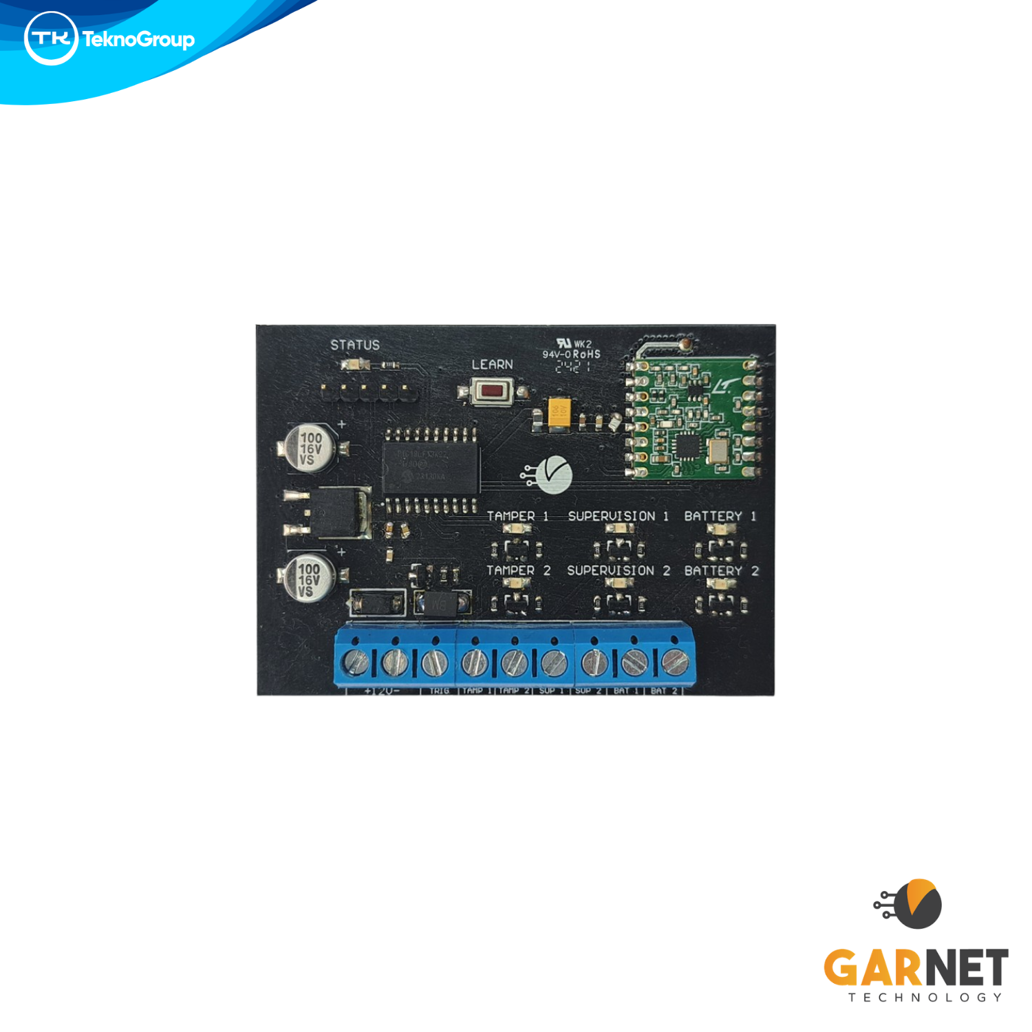 Módulo Interfaz de Sirena Inalámbrica Garnet - Conexión RF para Sirenas Exteriores e Interiores, Compatible con Receptores y Teclados RF