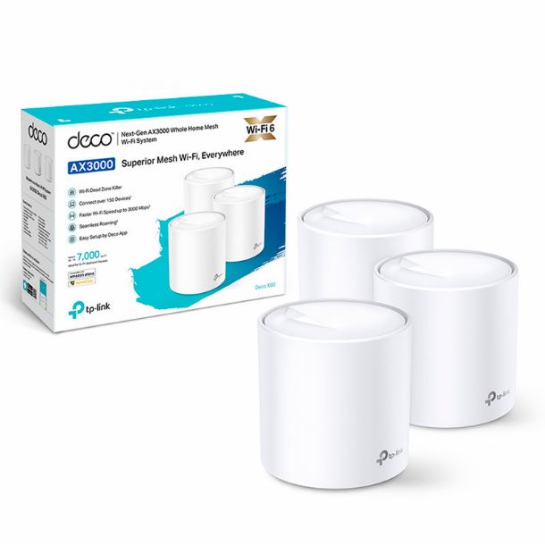 SISTEMA WI-FI 6 MESH PARA TODO EL HOGAR AX3000 (PACK 2) / 3.000 MBPS: 2.402 MBPS EN 5 GHZ Y 574 MBPS EN 2.4 GHZ. * DECO X60 (3-PACK) * TP-LINK
