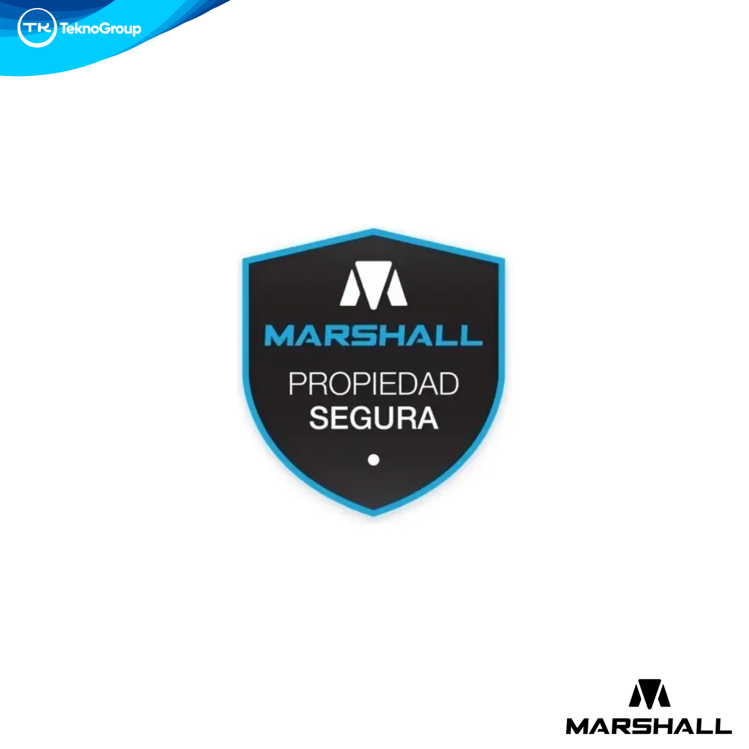Cartel Disuasivo Propiedad Protegida Alarmas Marshall - Apto Intemperie, Alto Impacto Visual