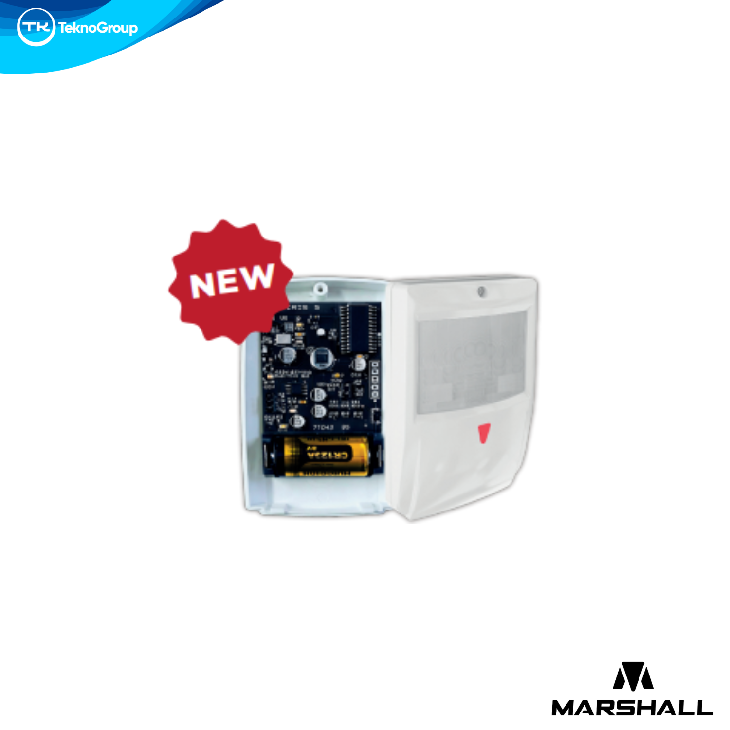 Detector de Movimiento PIR Inalámbrico Marshall - Anti Mascotas 25kg, Alcance 15m 90°, Autonomía +4 Años, Alerta Batería Baja y Rótula