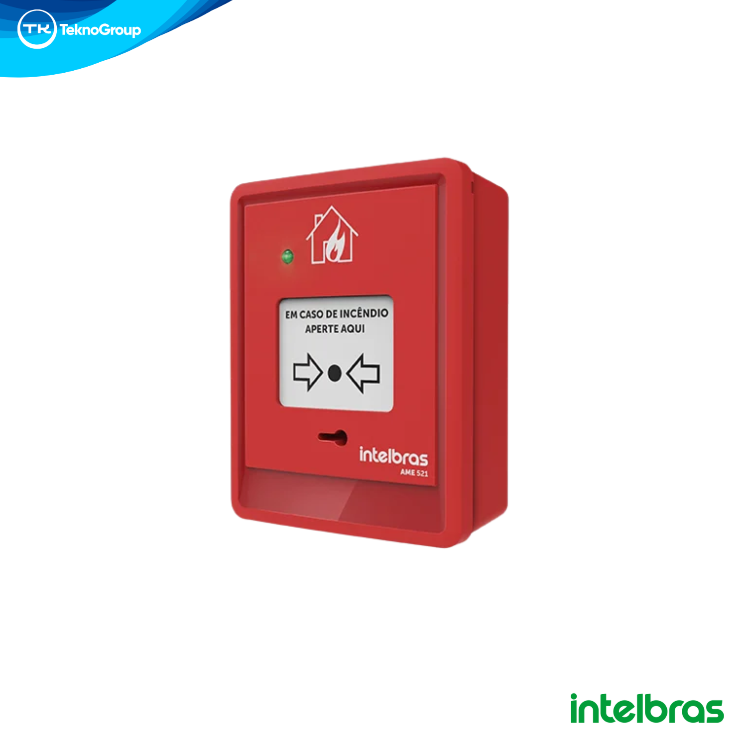 Actuador Manual Direccionable de Incendio Intelbras 12V/24V - LED Indicador de Estado y Activación, Llave de Rearme y Protección UV