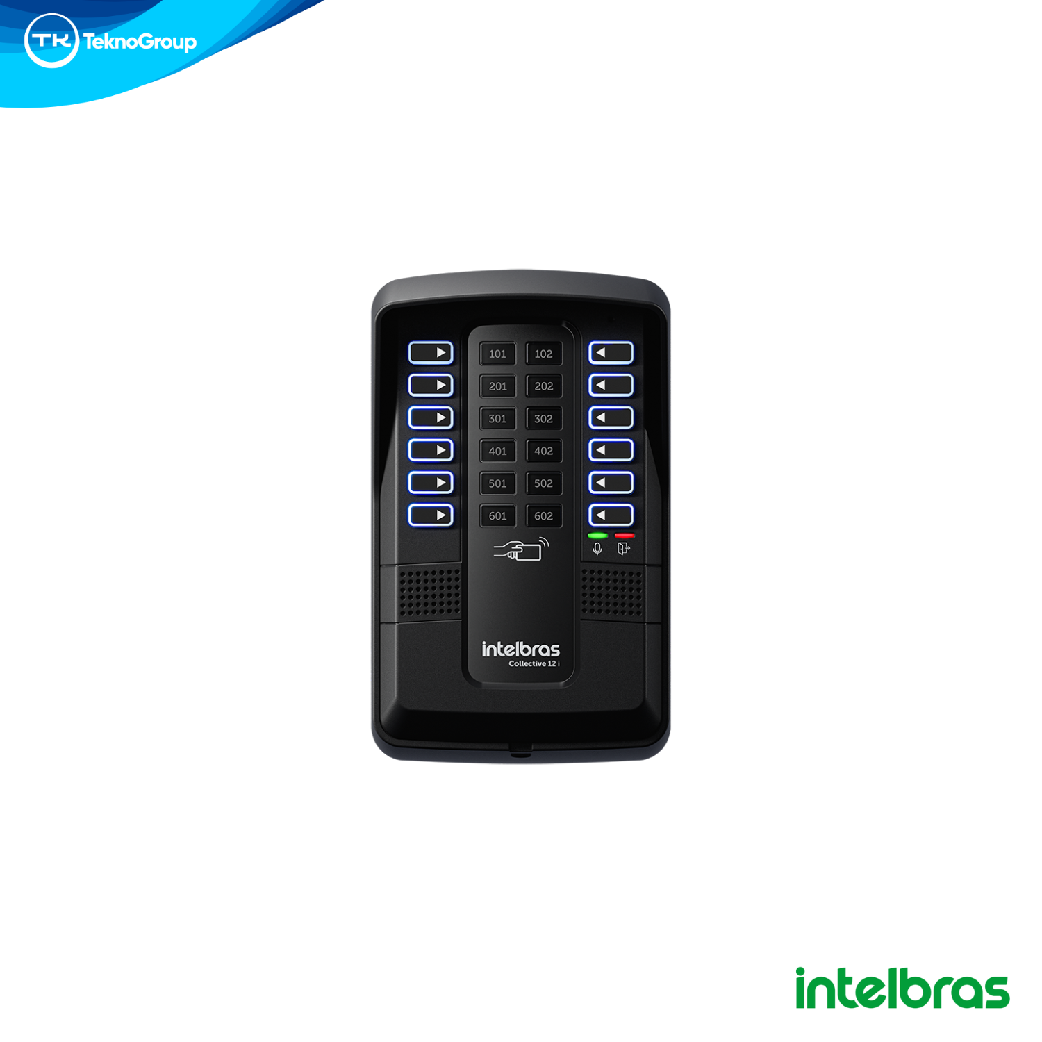 Portero Colectivo 12 Departamentos Intelbras con RFID y 2 Relés - Llamadas entre Vecinos, Entradas para 2 Sensores y 2 Pulsadores