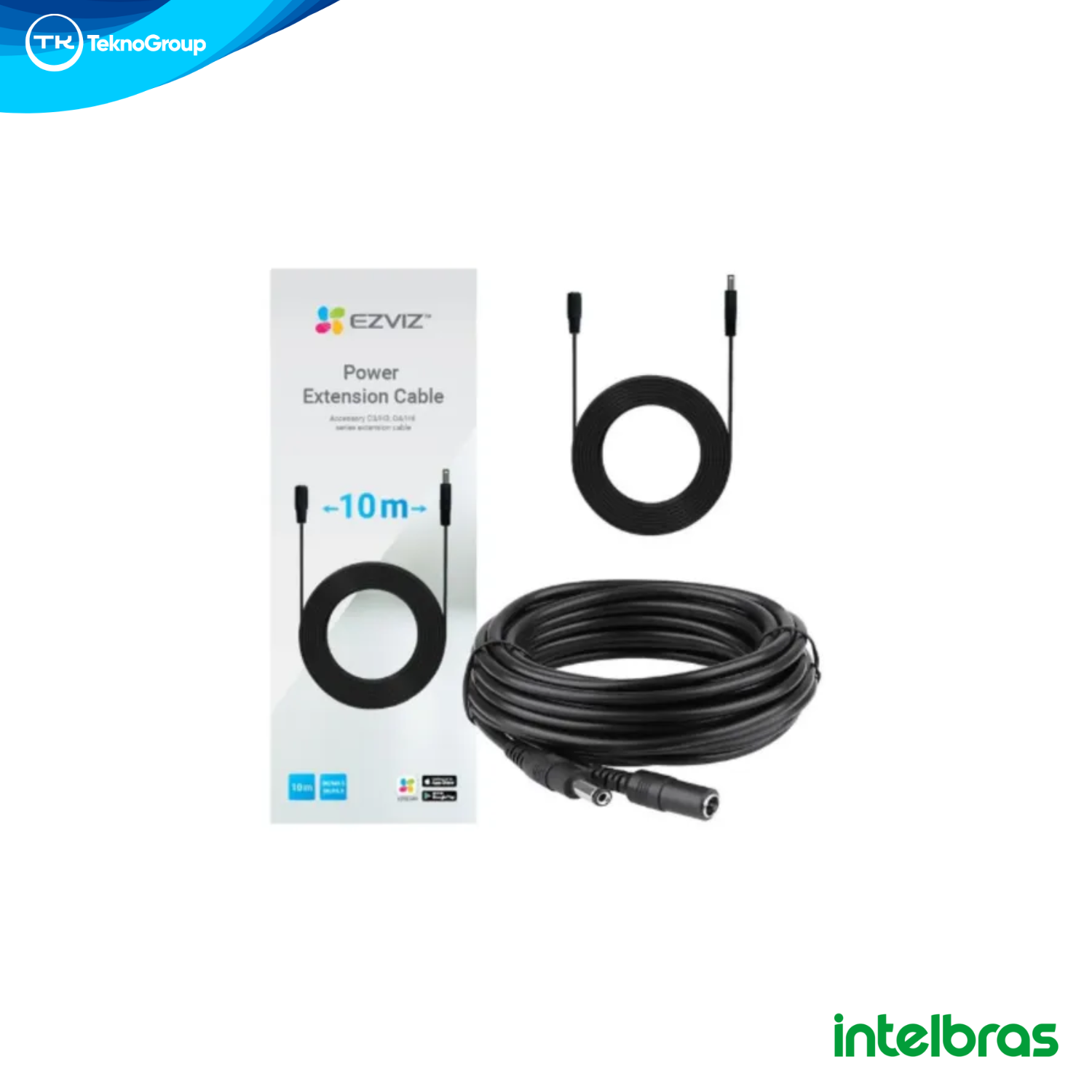 Cable de Extensión de Alimentación de 10 Metros para Cámaras EZVIZ - Compatible con Modelos Bullet, PT Exterior y Domo, Plug DC