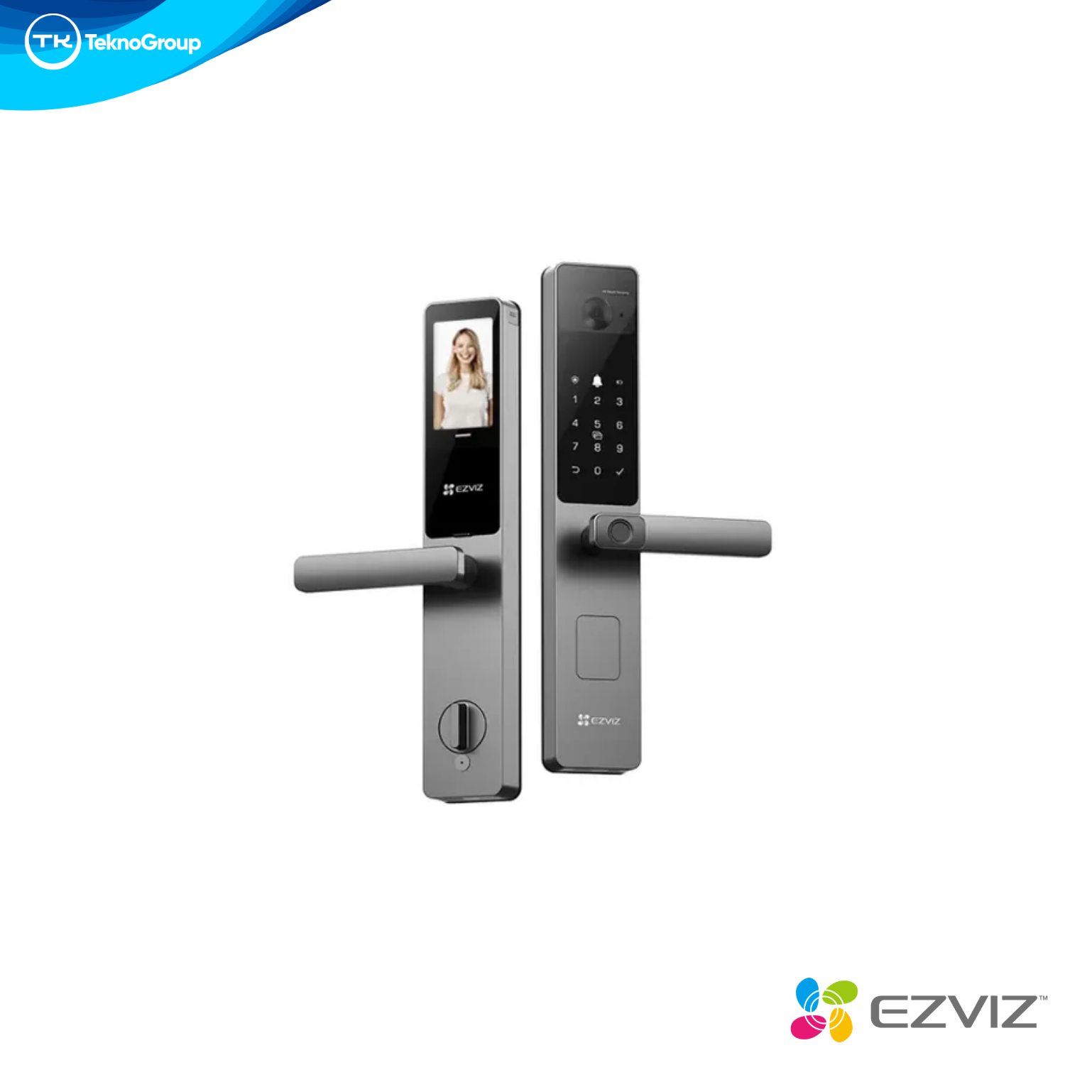 Cerradura Inteligente Wi-Fi EZVIZ - Face ID 3D, Timbre Video 2K, Pantalla Color, Huella, Código, App y Batería Recargable