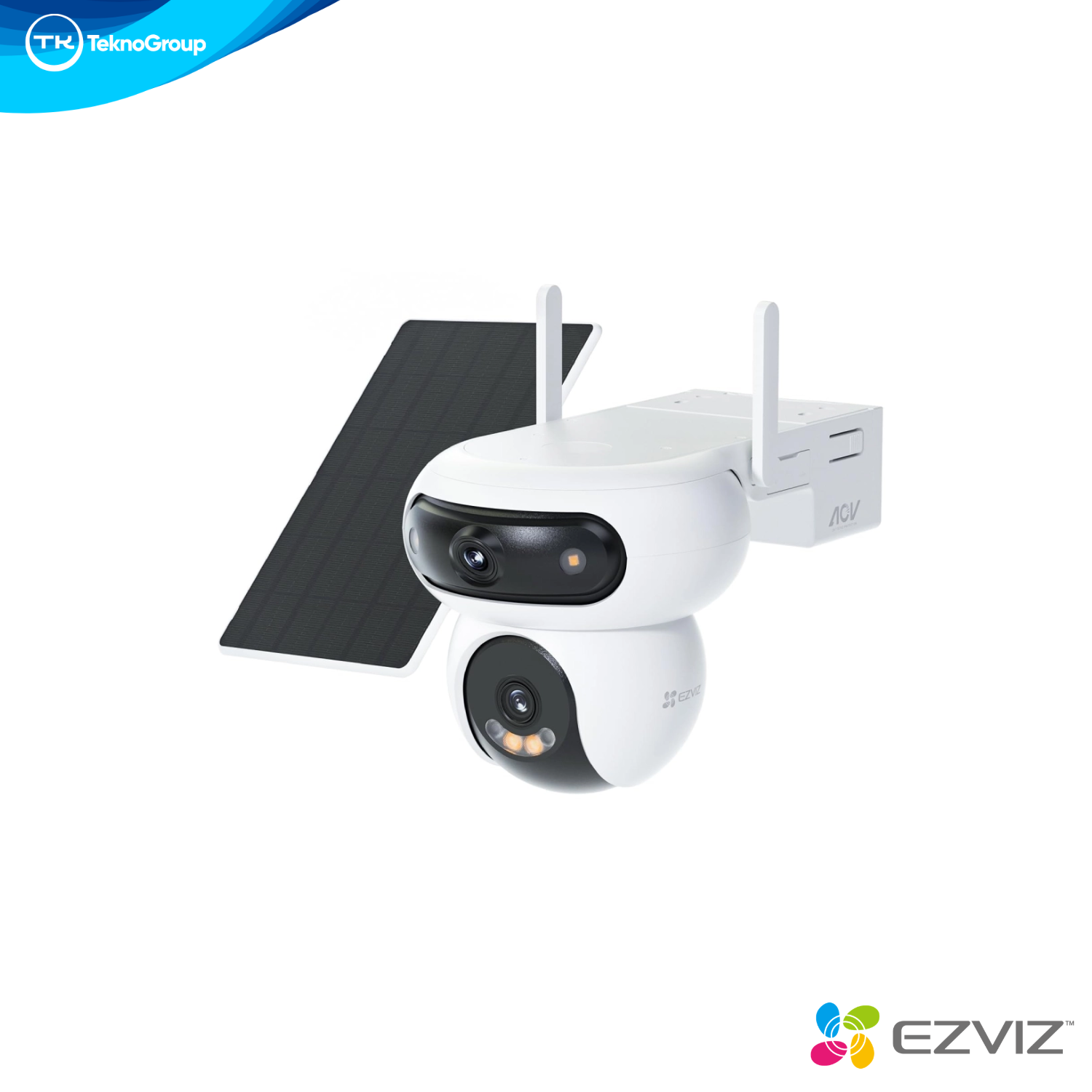 Cámara a Batería Doble Lente 8MP con Panel Solar EZVIZ - Lente Fijo + PTZ 360°, Color 24/7, IA Personas/Autos, IP66 y Wi-Fi