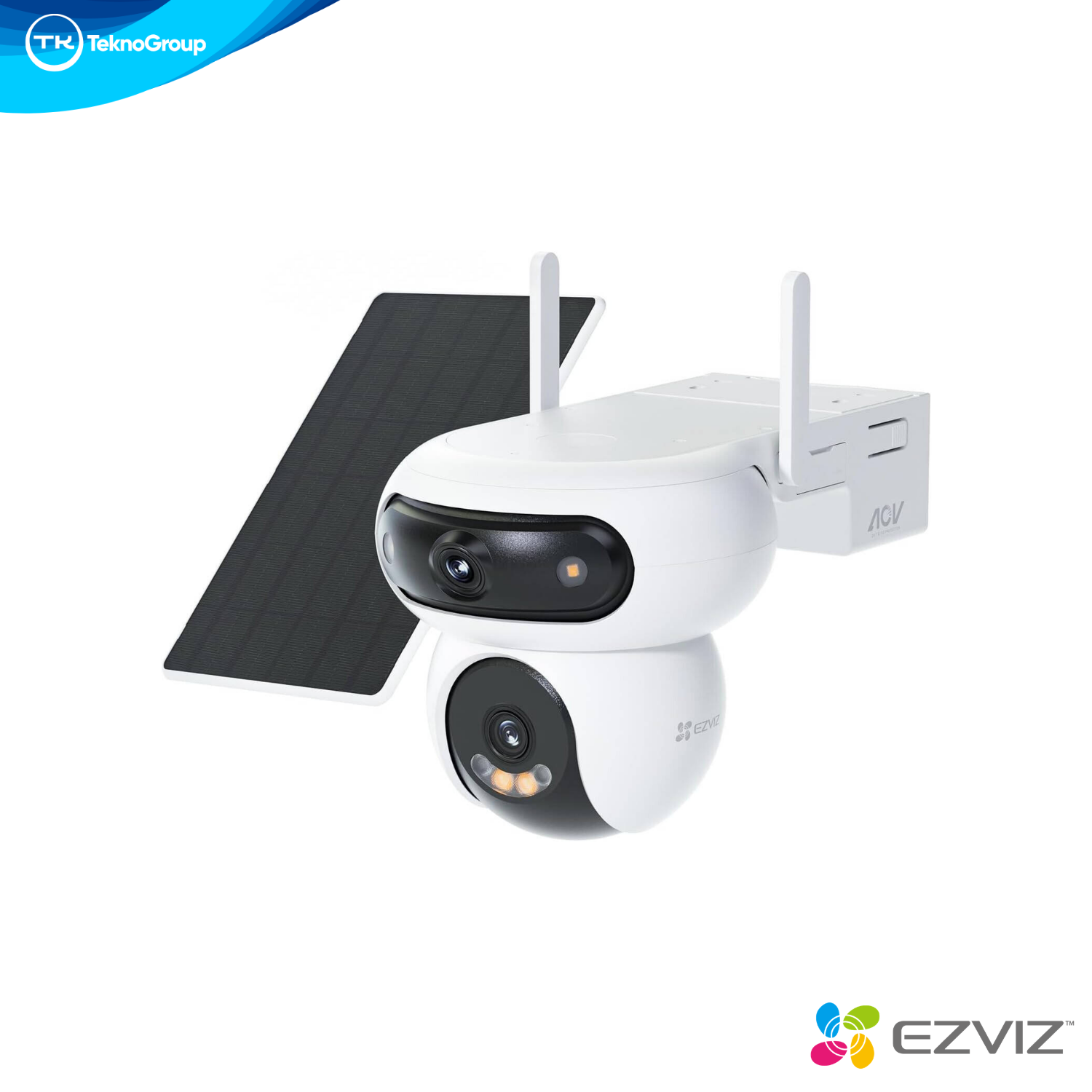 Kit Cámara Batería 8MP Dual + Panel Solar EZVIZ HB90X - Fijo + PTZ, Color 24/7, IA Dual, Seguimiento, IP66 y Wi-Fi