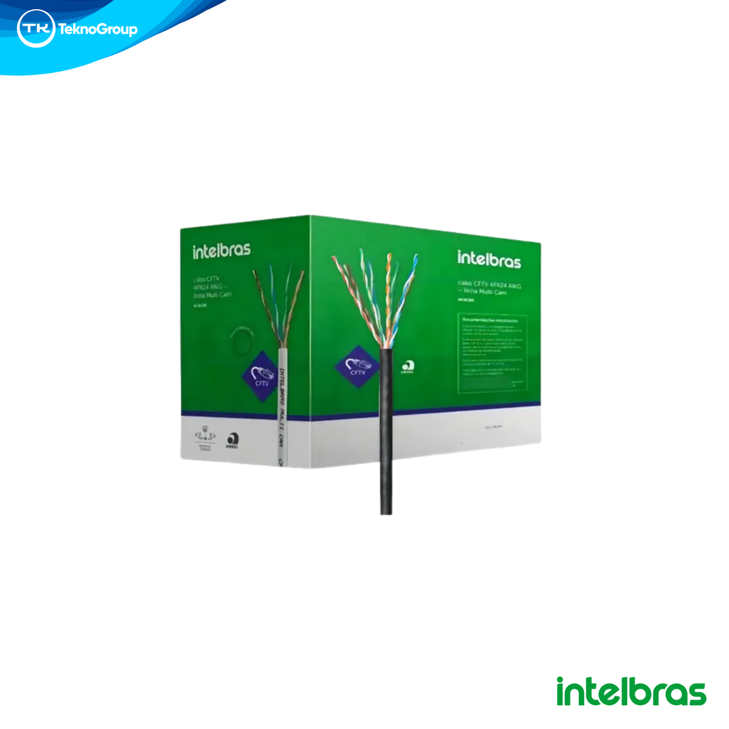 Cable UTP 4 Pares Intelbras MultiCam 300m Exterior Negro - Aleación de Cobre, Cubierta de PVC con Protección UV para CCTV e Intemperie