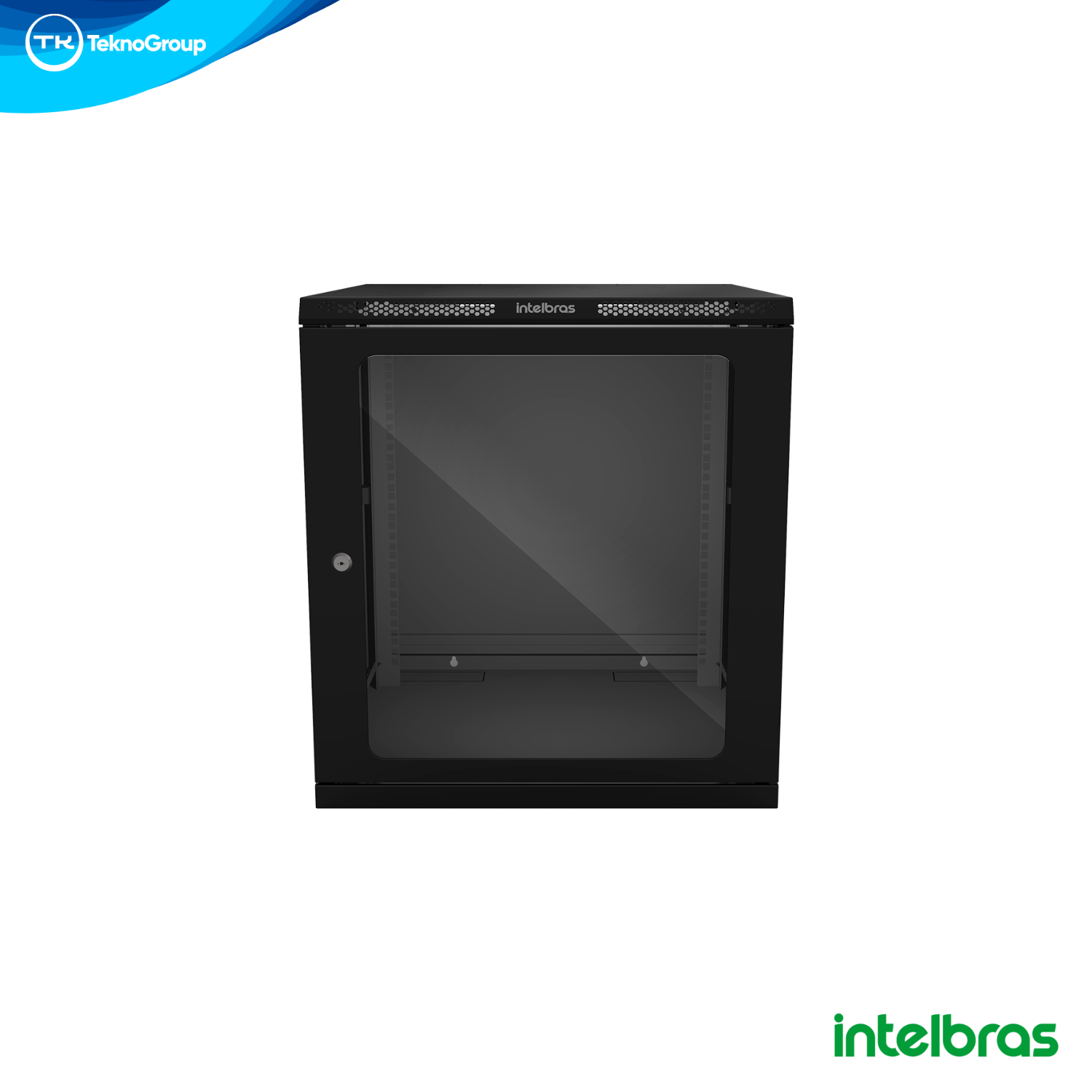 Mini Rack Mural de Pared 12U 570mm Intelbras para Redes y Servidores - Puertas Laterales Desmontables, Cerradura con Llave y Armado Rápido