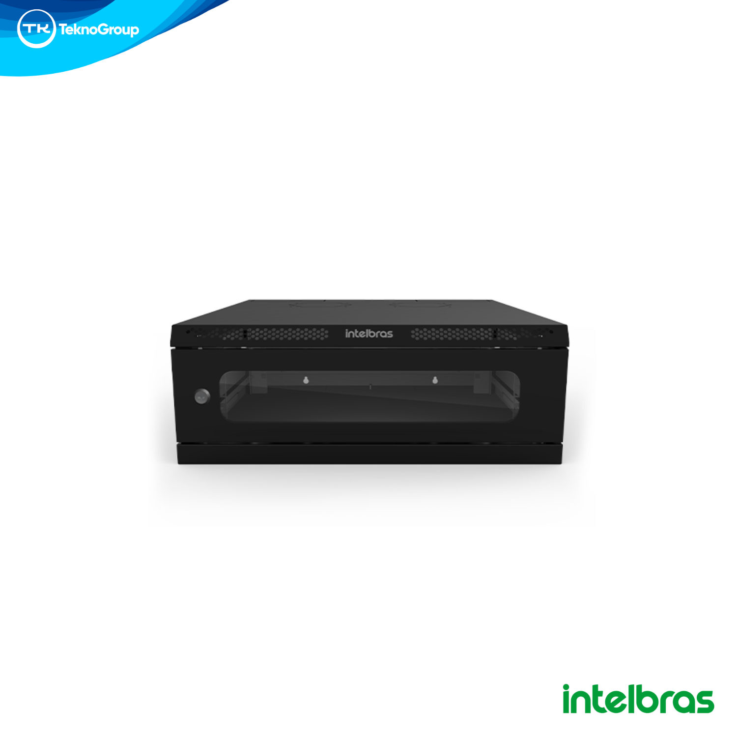 Mini Rack Mural de Pared 3U 570mm Intelbras para Redes y CCTV - Profundidad Extendida, Puertas Laterales Desmontables y Cerradura con Llave