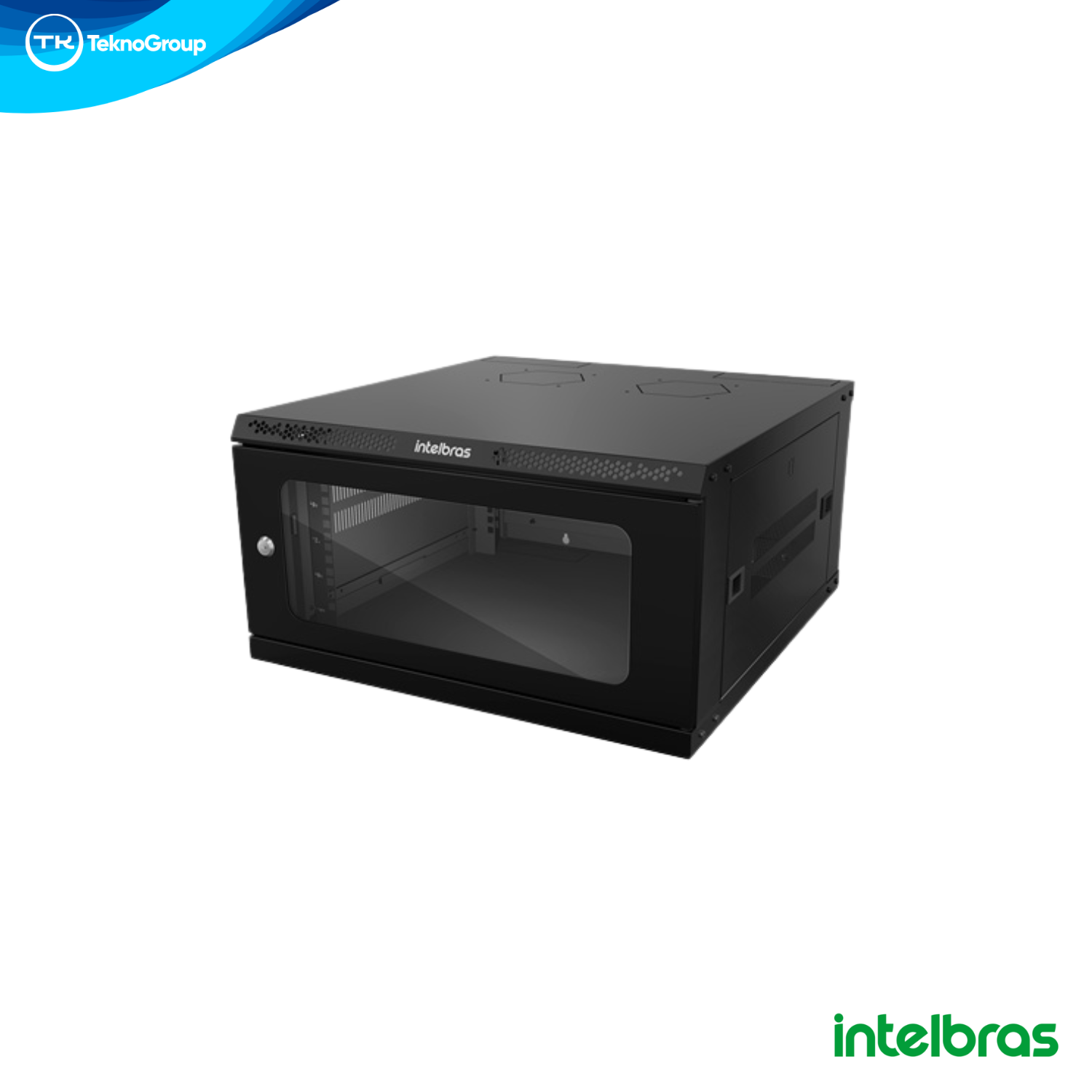 Mini Rack Mural de Pared 5U 370mm Intelbras para Redes y CCTV - Estándar 19 Pulgadas, Puerta Frontal con Cerradura y Ranuras de Ventilación