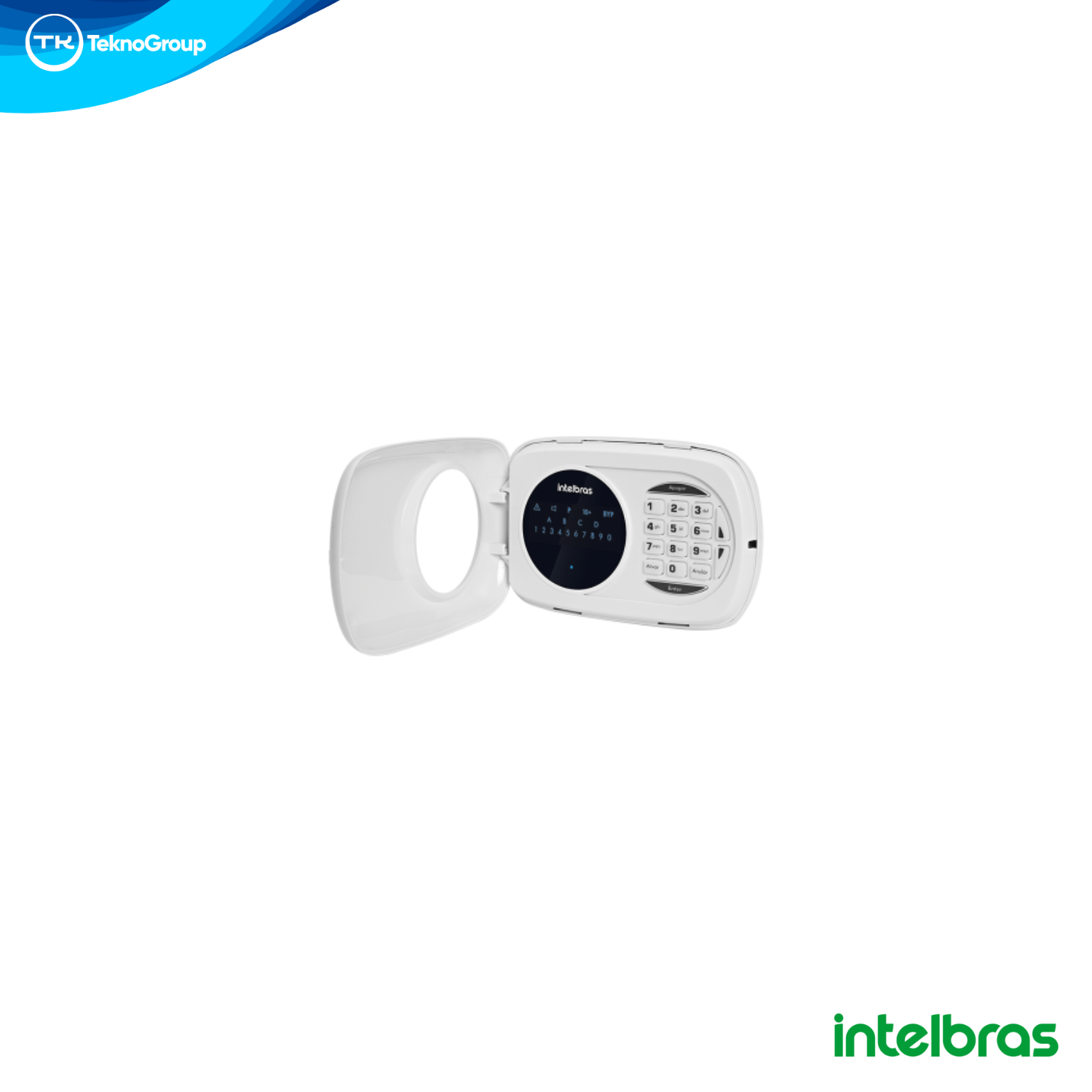 Teclado LED Cableado para Alarma Intelbras - 2 Zonas Integradas, Pánico/Incendio/Médico, Indicador de Batería y Tamper de Seguridad