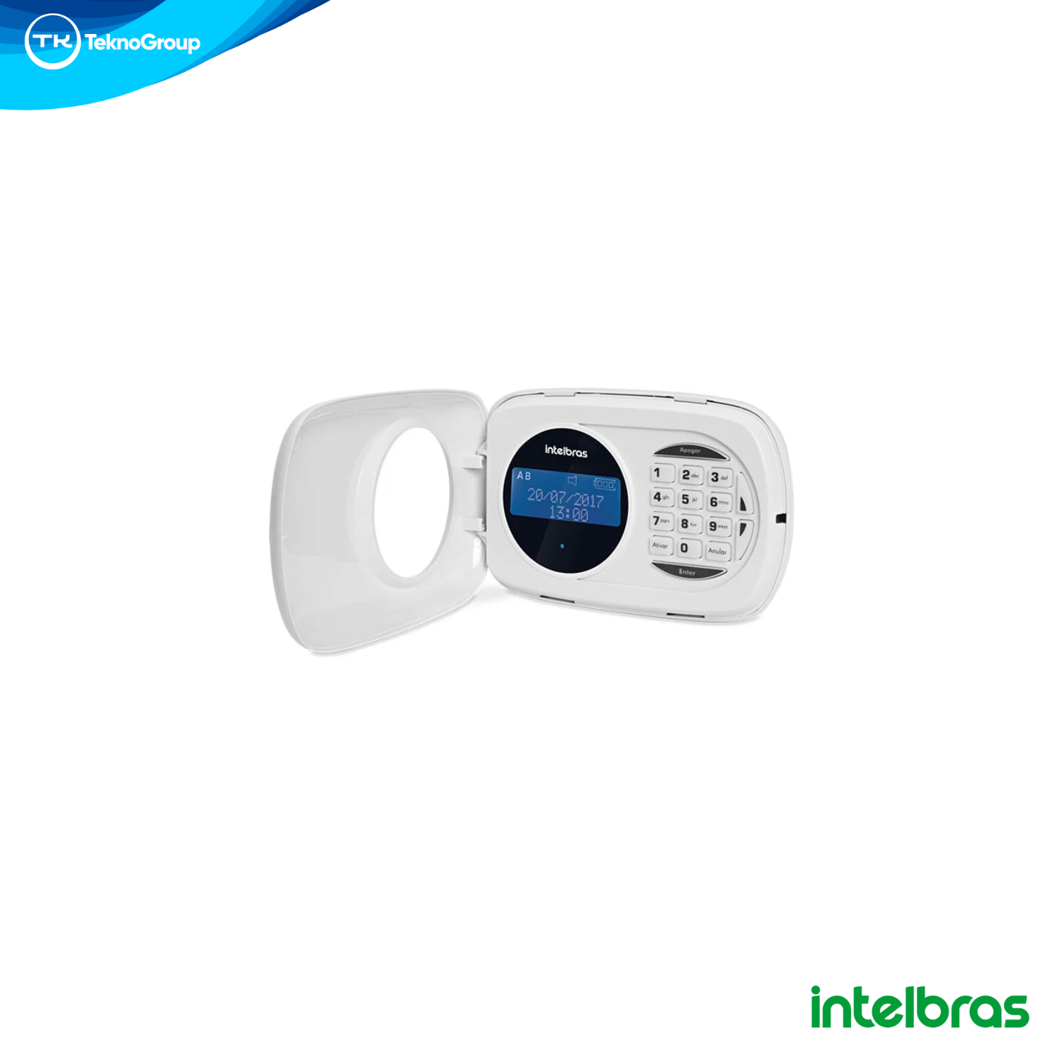 Teclado LCD Alfanumérico Cableado Intelbras - 2 Zonas Integradas, Pánico/Incendio/Médico, Tamper, Bus RS485 y Display de Estado