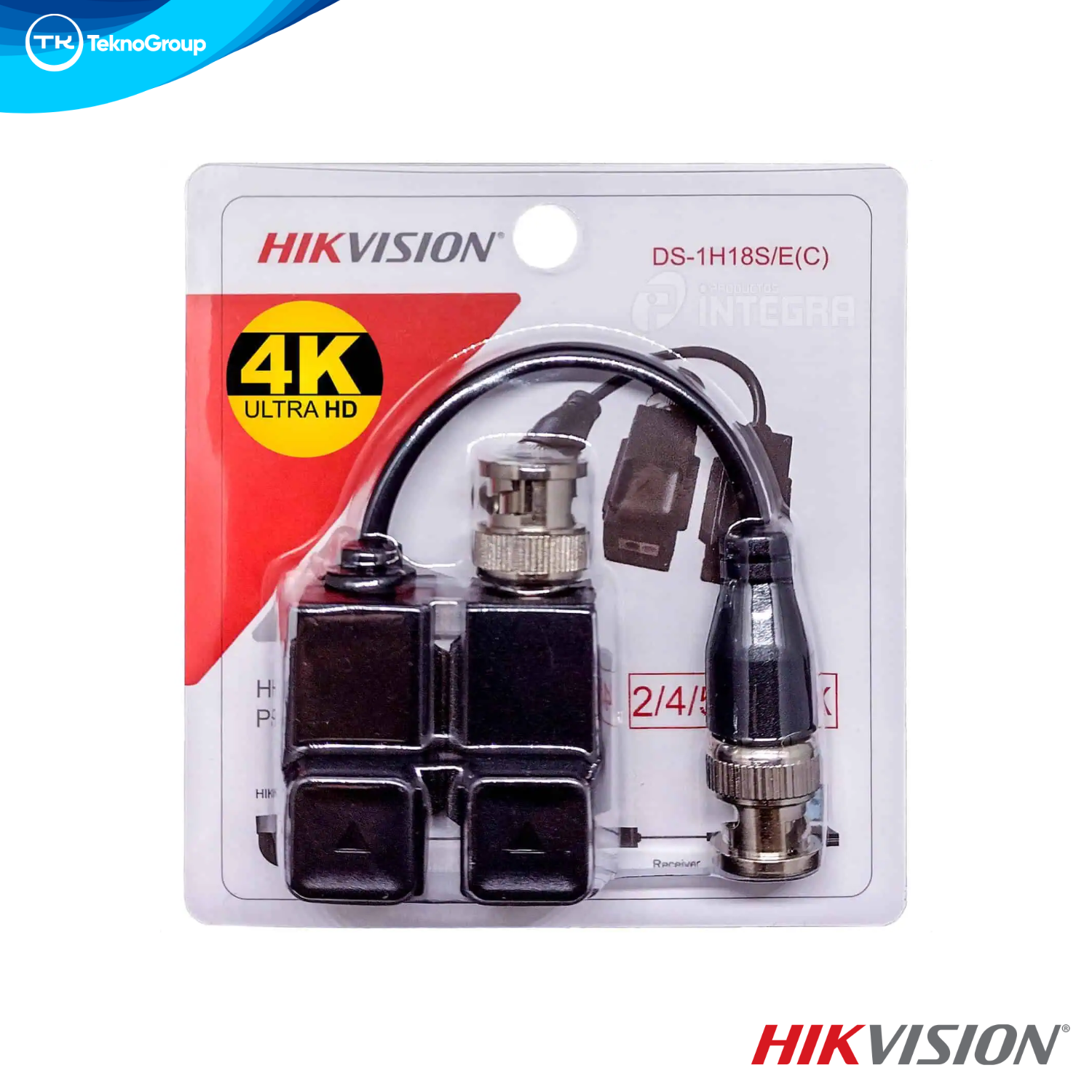 Par de Baluns Hikvision a Presión 4K - Transceptores HD UTP, Conexión Rápida, DS-1H18S/E(C)