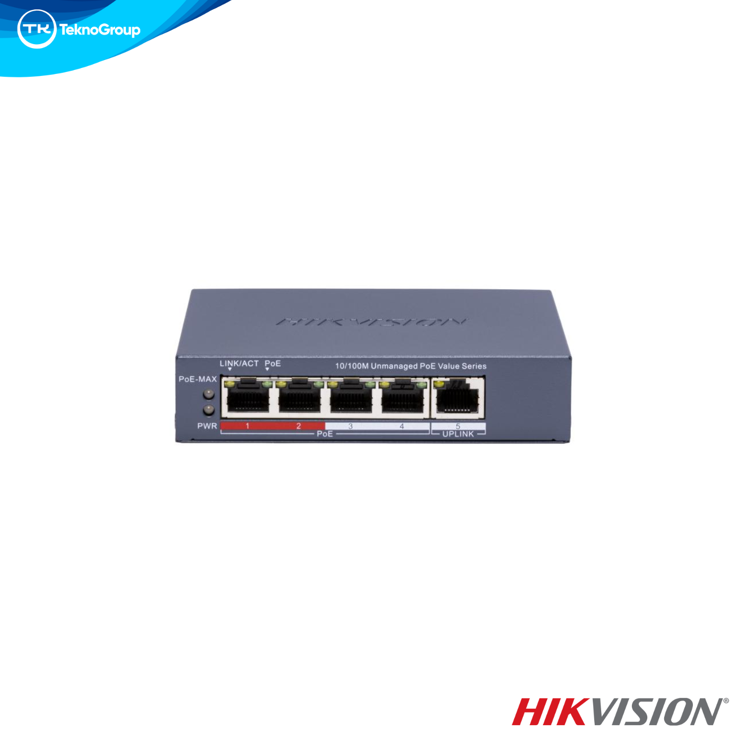 Switch PoE No Administrable Hikvision DS-3E0105P-E/M - 4 Puertos PoE, 1 Uplink, Fast Ethernet, 300M, 35W