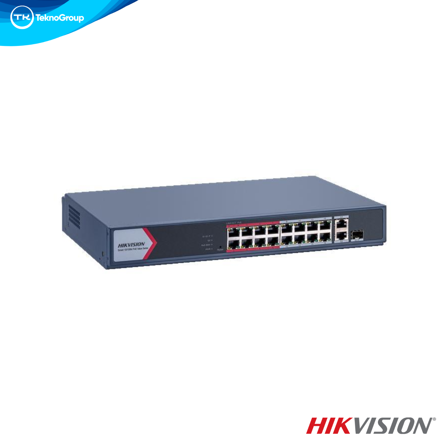 Switch PoE Administrable Hikvision DS-3E1318P-EI - 16 Puertos PoE, 2 Gigabit Combo, 2 SFP, 300M