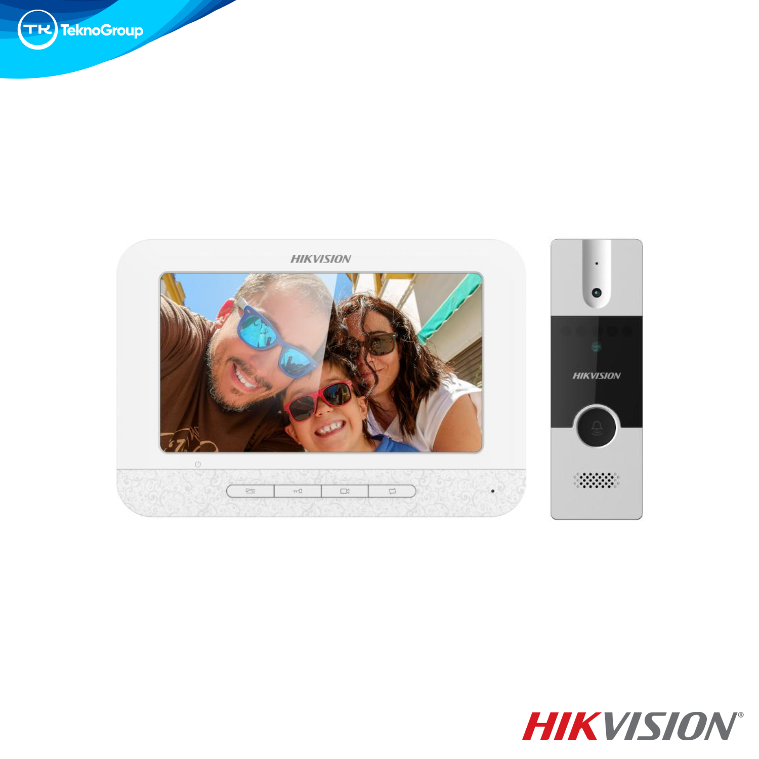 Kit de Videoportero Analógico Hikvision DS-KIS202T - Frente DS-KB2411T-IM, Pantalla 7" DS-KH2220, 4 Hilos