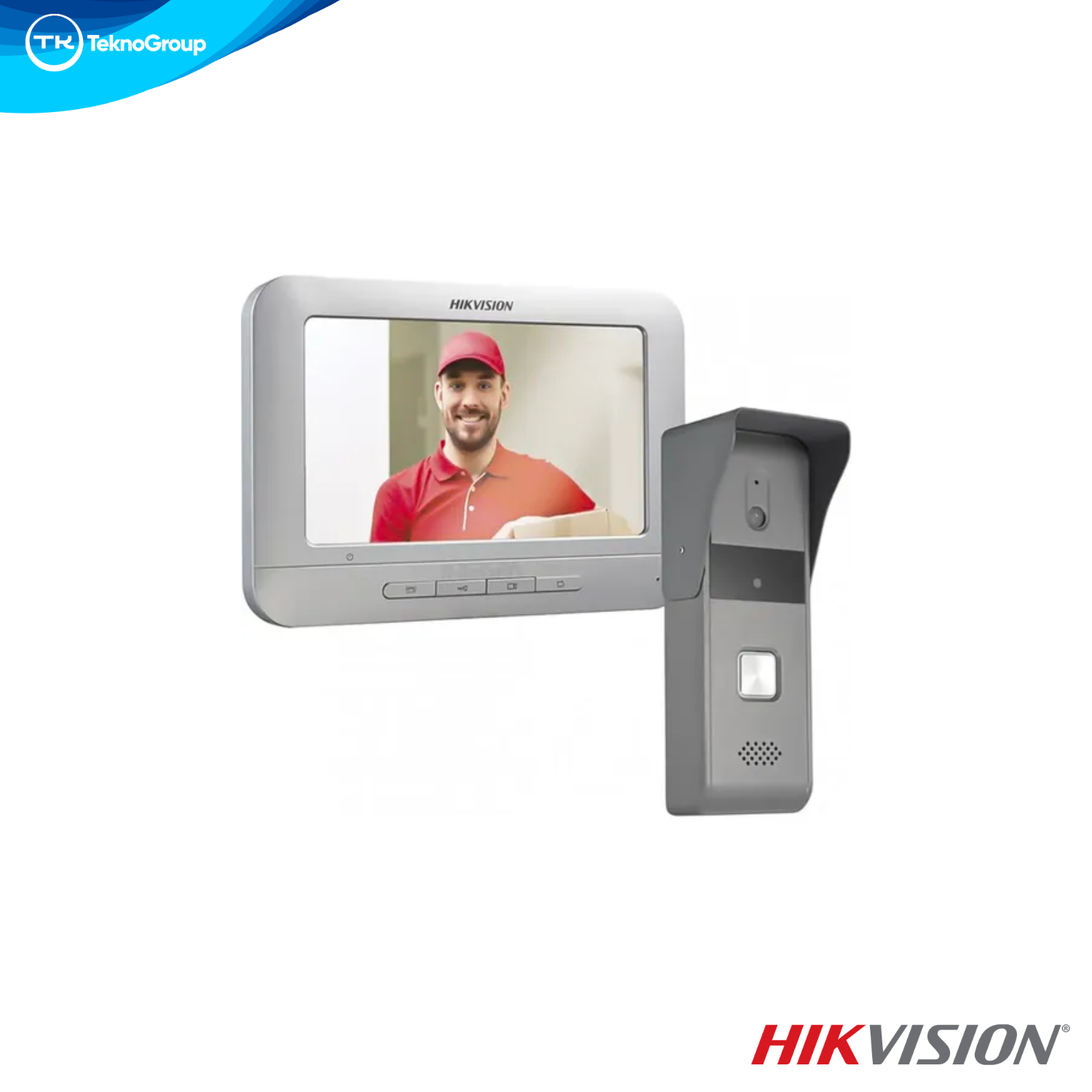Kit de Videoportero Híbrido Hikvision DS-KIS302-P - Pantalla 7", PoE, Wi-Fi, LAN, Hasta 5 Pantallas, 2MP