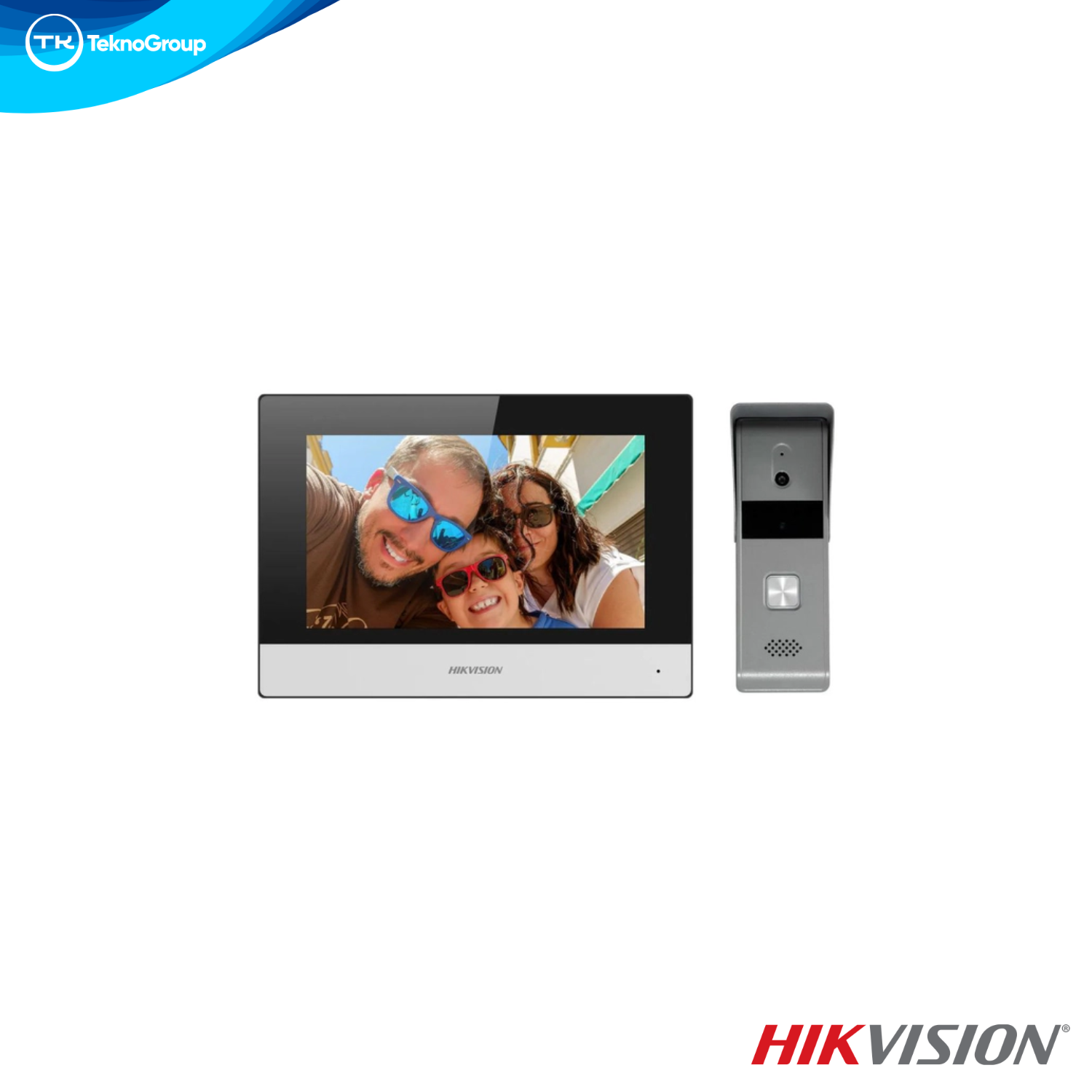 Kit de Videoportero Híbrido Hikvision DS-KIS303-P - Pantalla 7", PoE, Wi-Fi, LAN, Hasta 5 Pantallas, 2MP