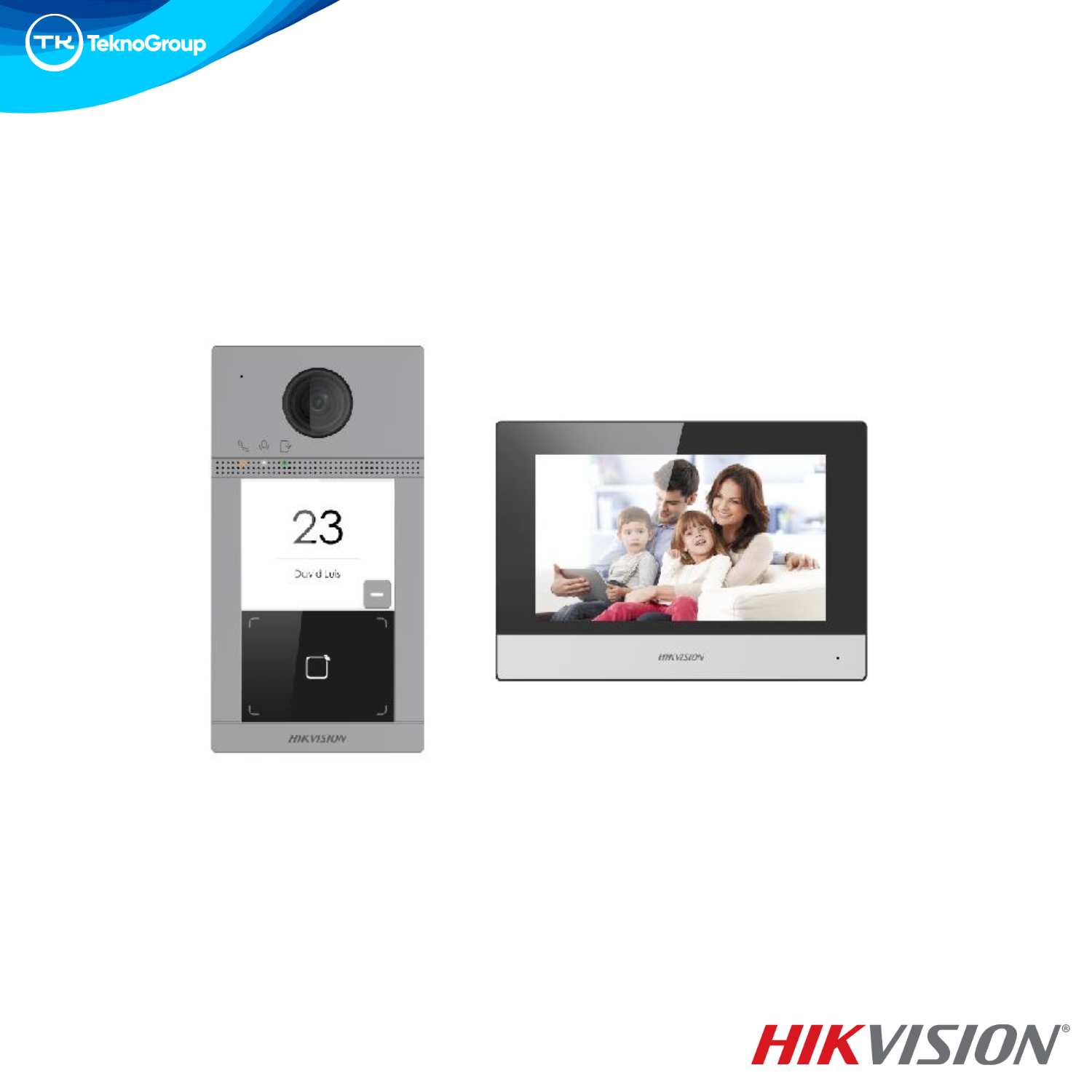 Kit de Videoportero IP Metálico Hikvision DS-KIS604-P(C) - Frente DS-KV8113-WME1, Pantalla 7", PoE, IP65 & IK08