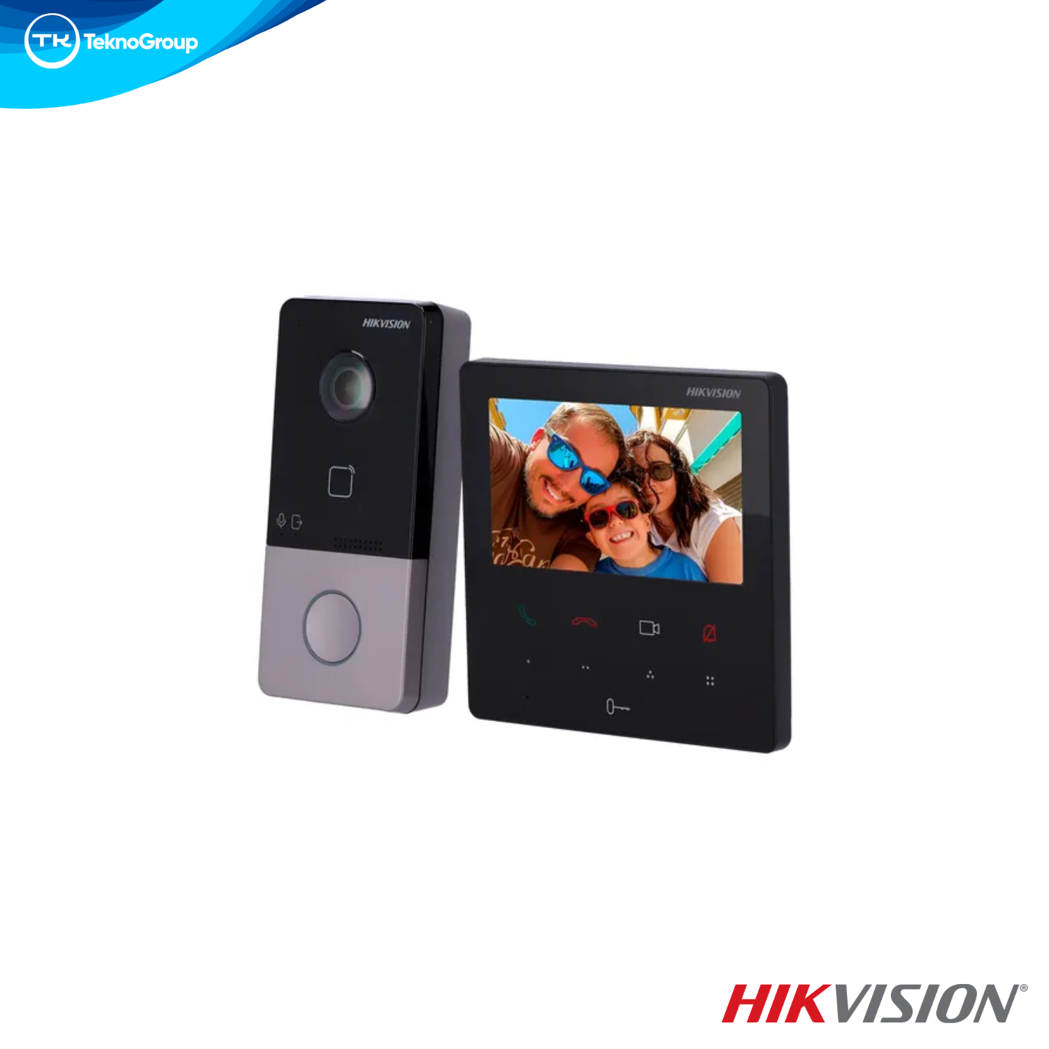 Kit de Videoportero IP Hikvision DS-KIS606-P - Frente DS-KV6113-PE1(C), Pantalla 4.3" DS-KH6110-WE1, Wi-Fi, PoE, IP65