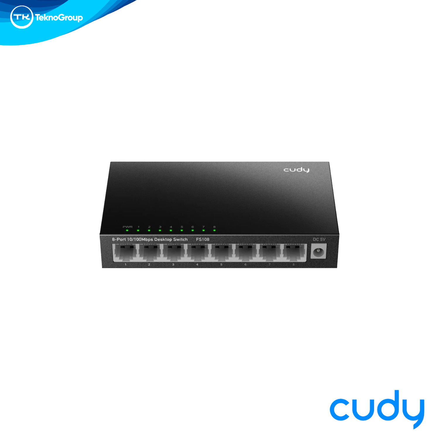 Switch Fast Ethernet 8 Puertos Cudy FS108 Metálico - 8 RJ45 10/100Mbps, 1.6Gbps, Fanless Silencioso, Escritorio y Pared