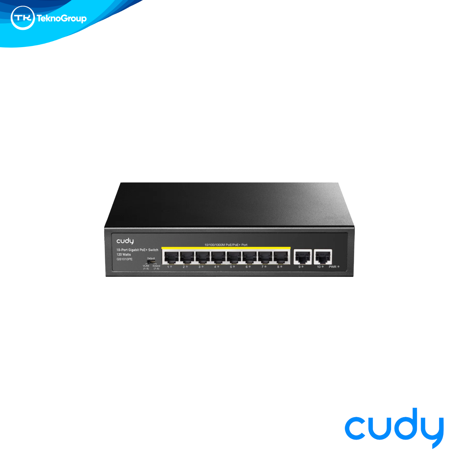 Switch Gigabit PoE+ Cudy GS1010PE Metálico - 8 PoE+ 120W, 2 Uplink RJ45, DIP Switch Extend VLAN, Fanless Escritorio