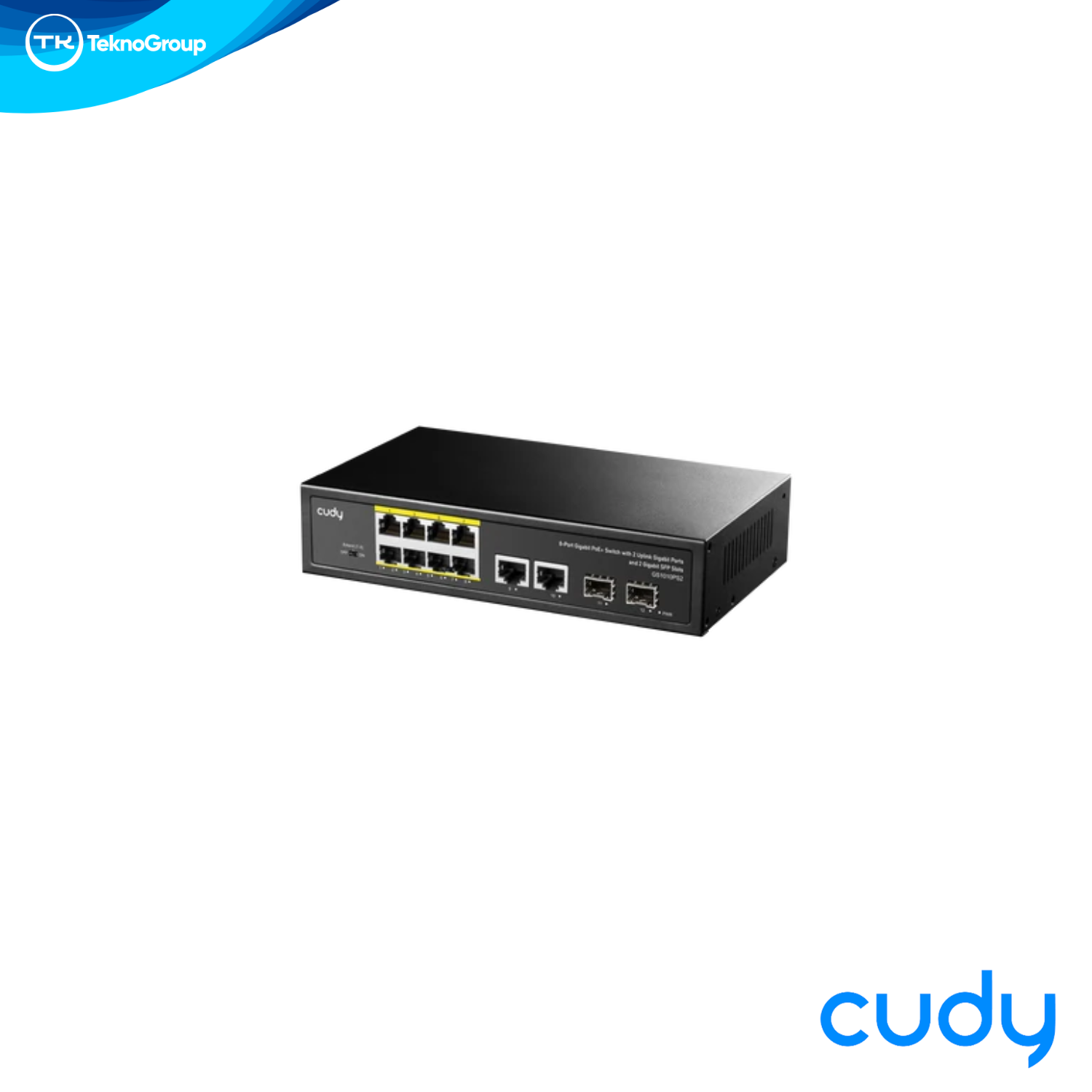 Switch Gigabit PoE+ Cudy GS1010PS2 Metálico - 8 PoE+ 120W, 2 Uplink RJ45, 2 SFP 1.25G, DIP Switch, Silencioso Rack