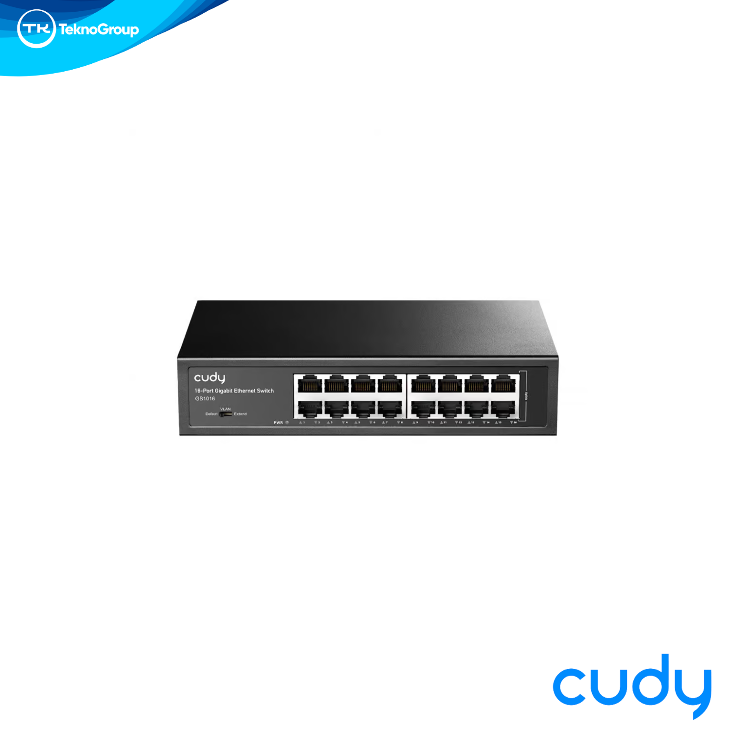 Switch Gigabit 16 Puertos Cudy GS1016 Metálico - 16 RJ45 1000Mbps, 32Gbps, DIP Switch VLAN Extend, Fanless Rack 1U