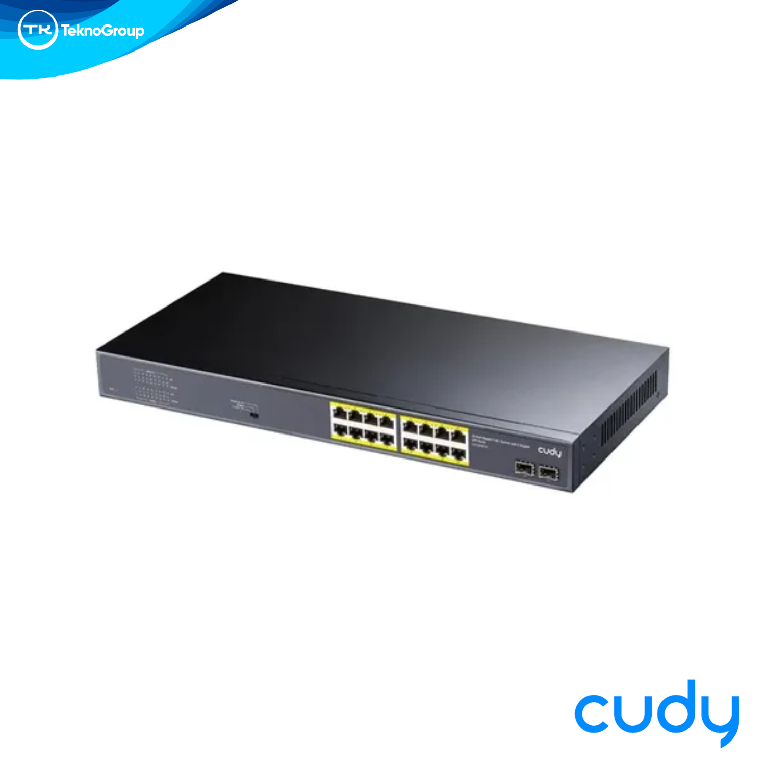 Switch Gigabit PoE+ 16 Puertos Cudy GS1020PS2 Metálico - 16 PoE+ 200W, 2 Uplink RJ45, 2 SFP 1.25G, DIP Switch, Rack 1U