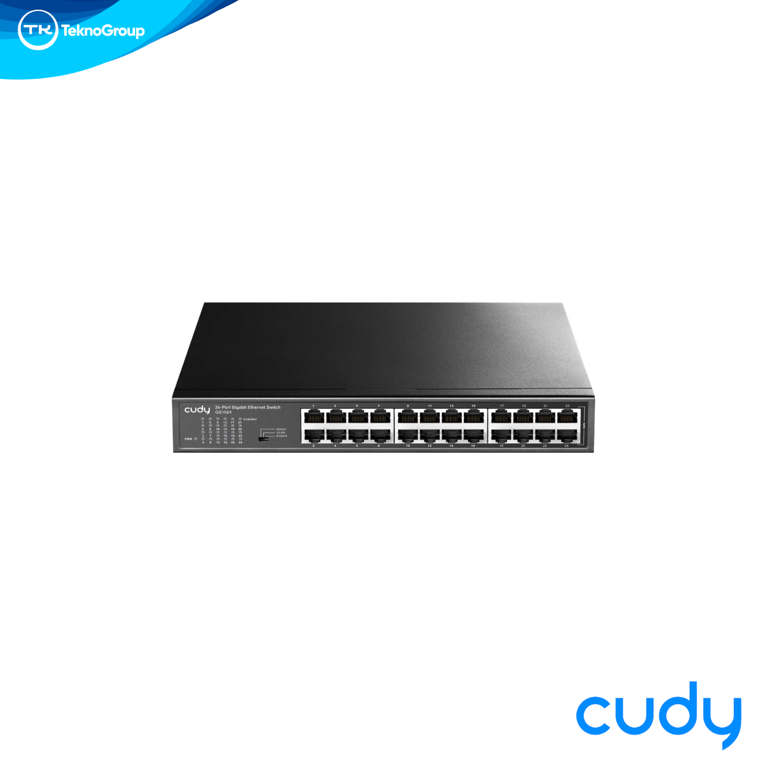 Switch Gigabit 24 Puertos Cudy GS1024 Metálico - 24 RJ45 1000Mbps, 48Gbps, DIP Switch VLAN Extend, Fanless Rack 1U