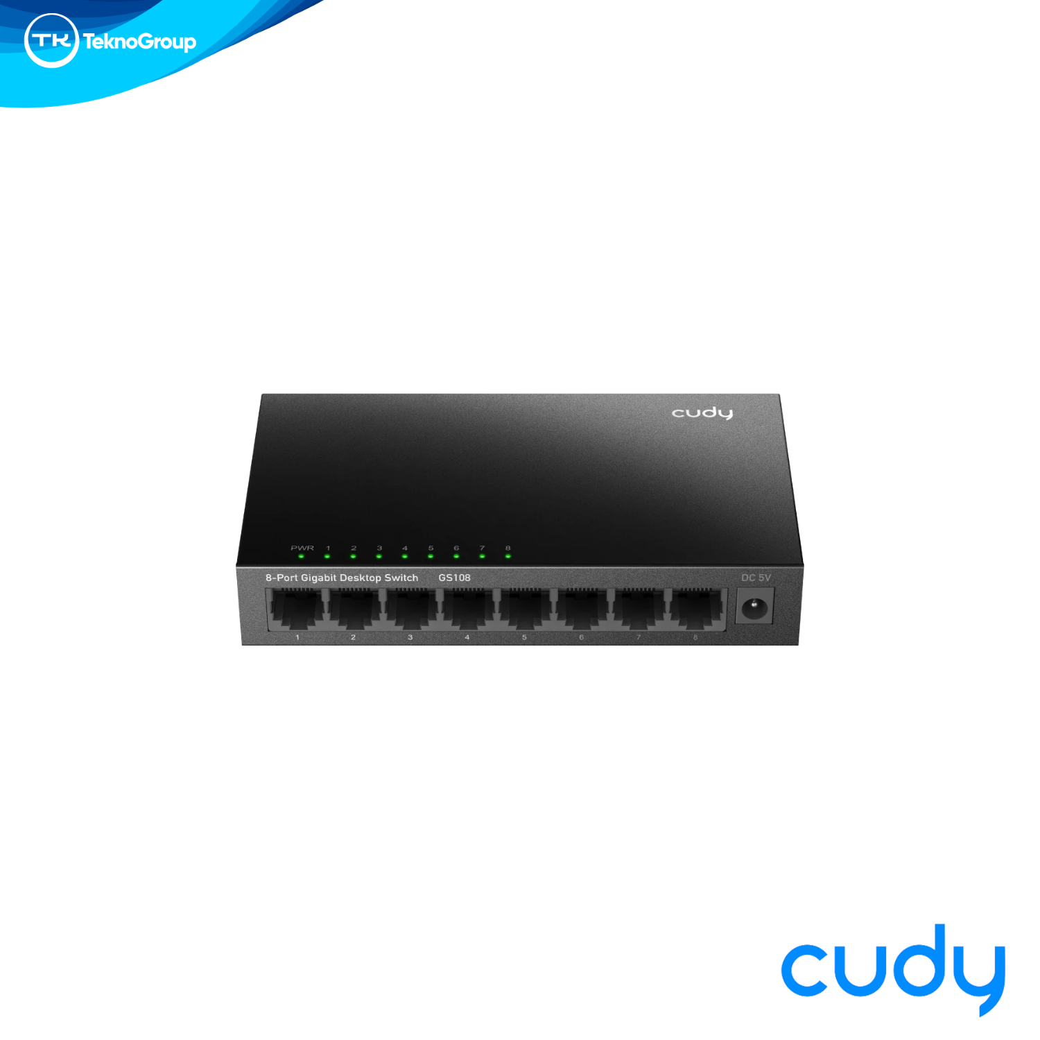 Switch Gigabit 8 Puertos Cudy GS108 Metálico - 8 RJ45 1000Mbps, 16Gbps, Fanless Silencioso, Escritorio y Pared