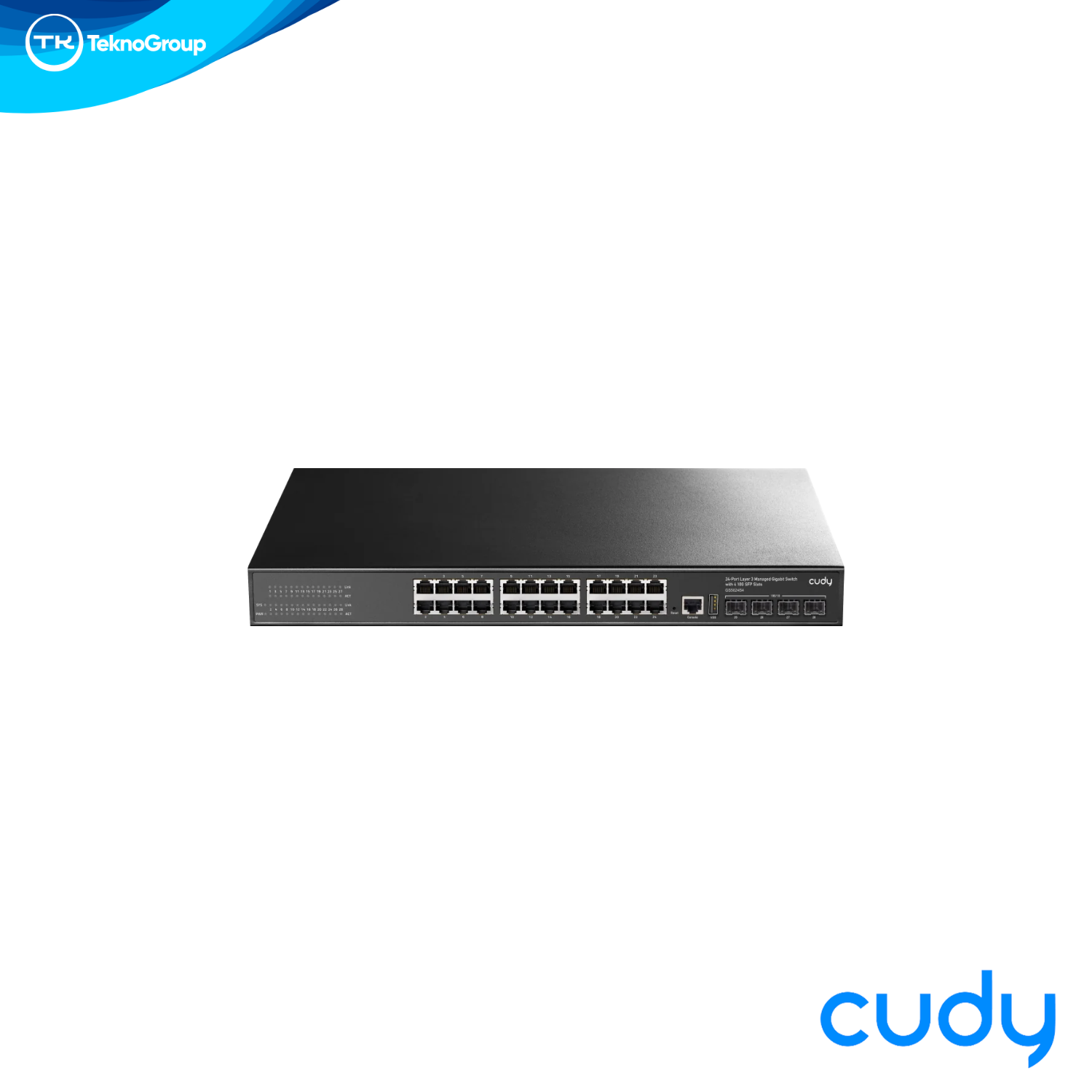 Switch Administrable L3 Cudy GS5024S4 Gigabit - 24 Puertos LAN 1000Mbps, 4 Slots SFP/SFP+, Consola RJ45 USB y Rack 1U