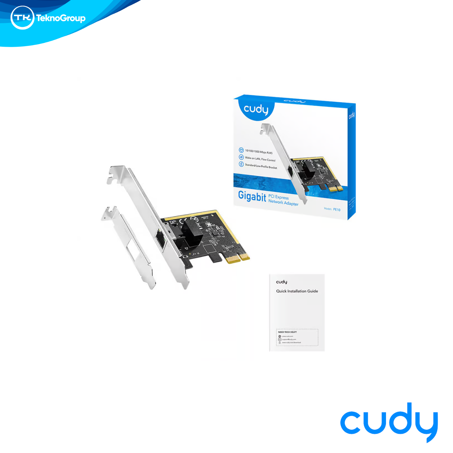 Placa de Red PCIe 2.5Gbps Cudy PE25 RJ45 - PCIe x1, Chipset RTL8125, Wake on LAN, Flow Control y Brackets Low/Std
